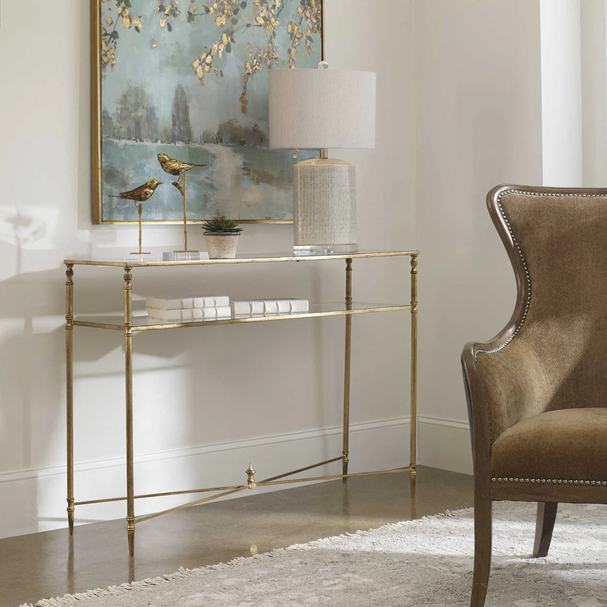 24278-SL-UTT |Henzler 114 W x 83 H x 35 D Rectangle Console Table with Mirror Top