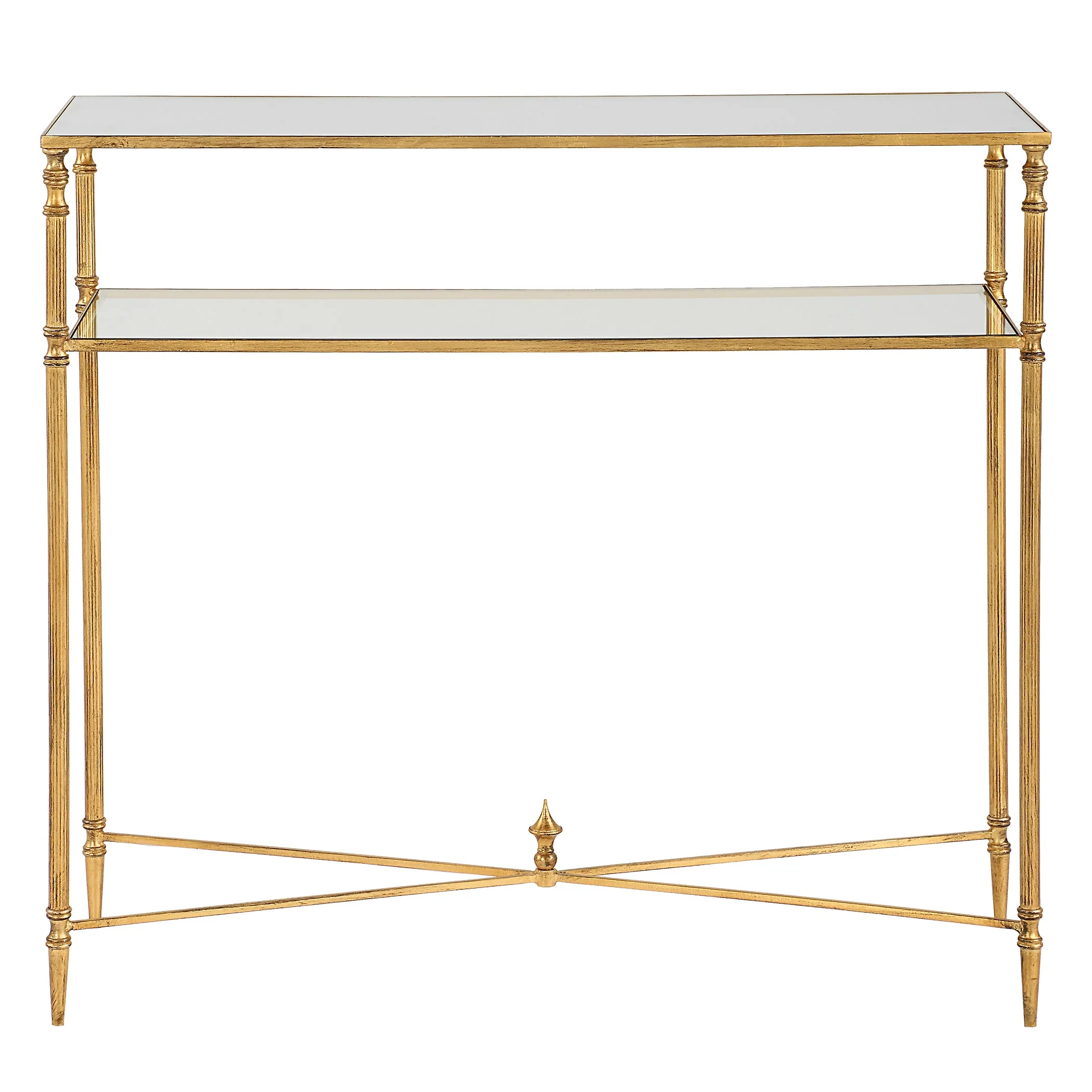 24284-UTT | Henzler 91 W x 83 H x 35 D Silver Rectangle Console Table with Mirror Top