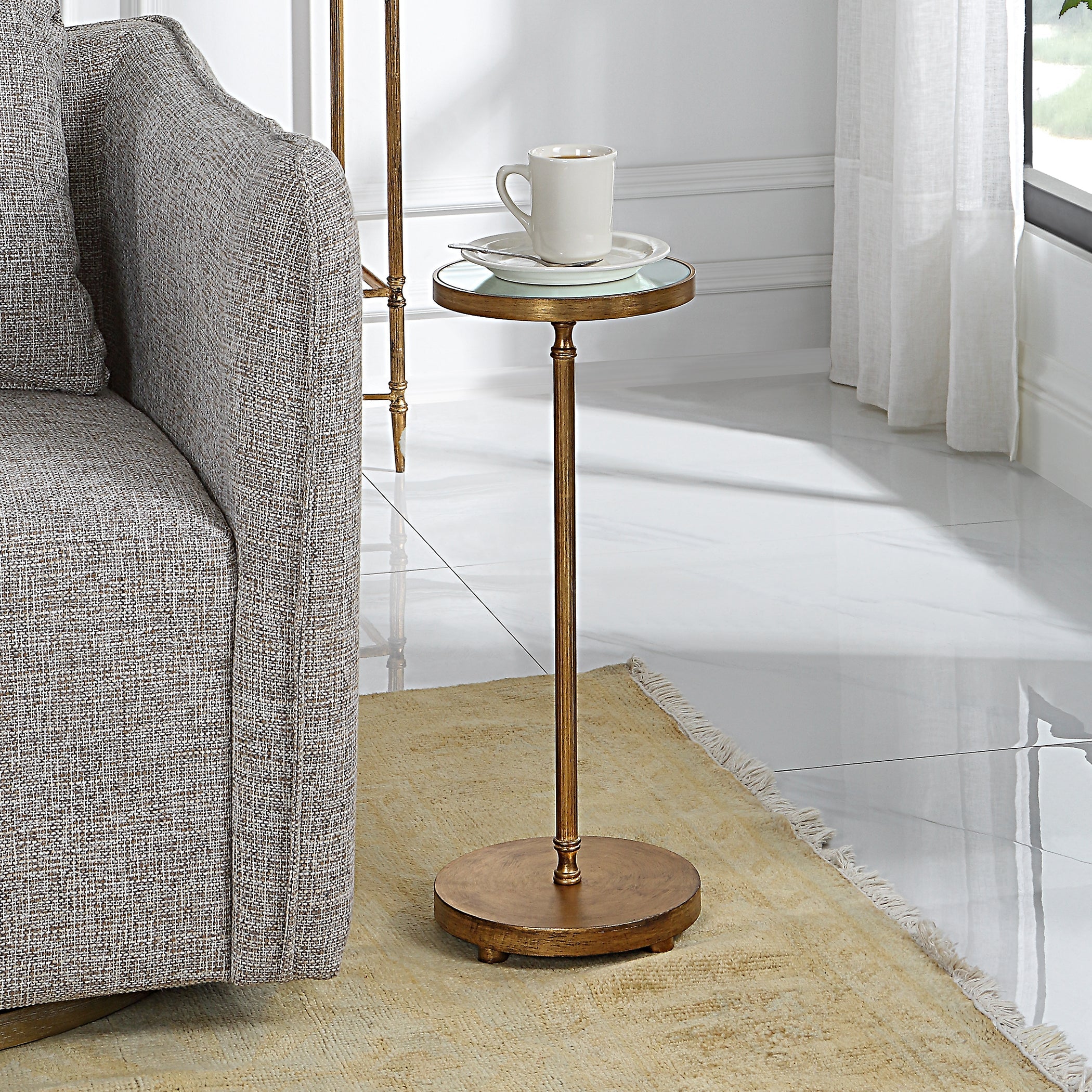 24287-SL-UTT | Henzler 25 W x 63 H x 25 D Round Accent Table with Mirror Top