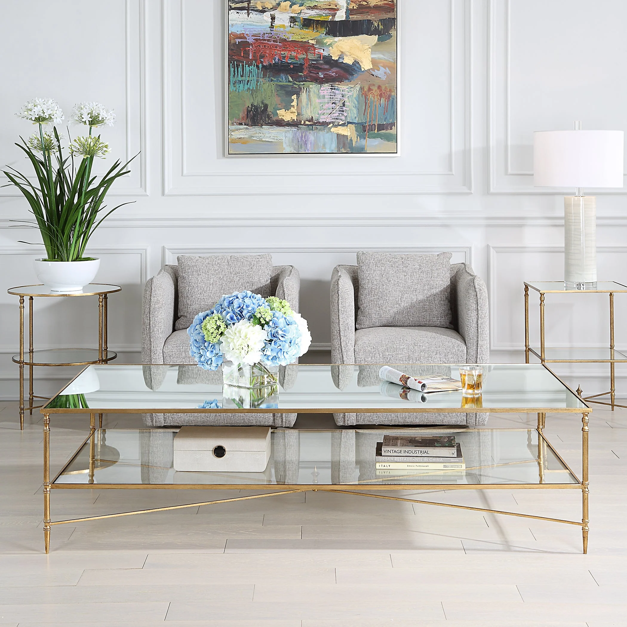 24293-N-UTT |Henzler 181 W x 48 H x 91 D Rectangle Coffee Table with Mirror Top