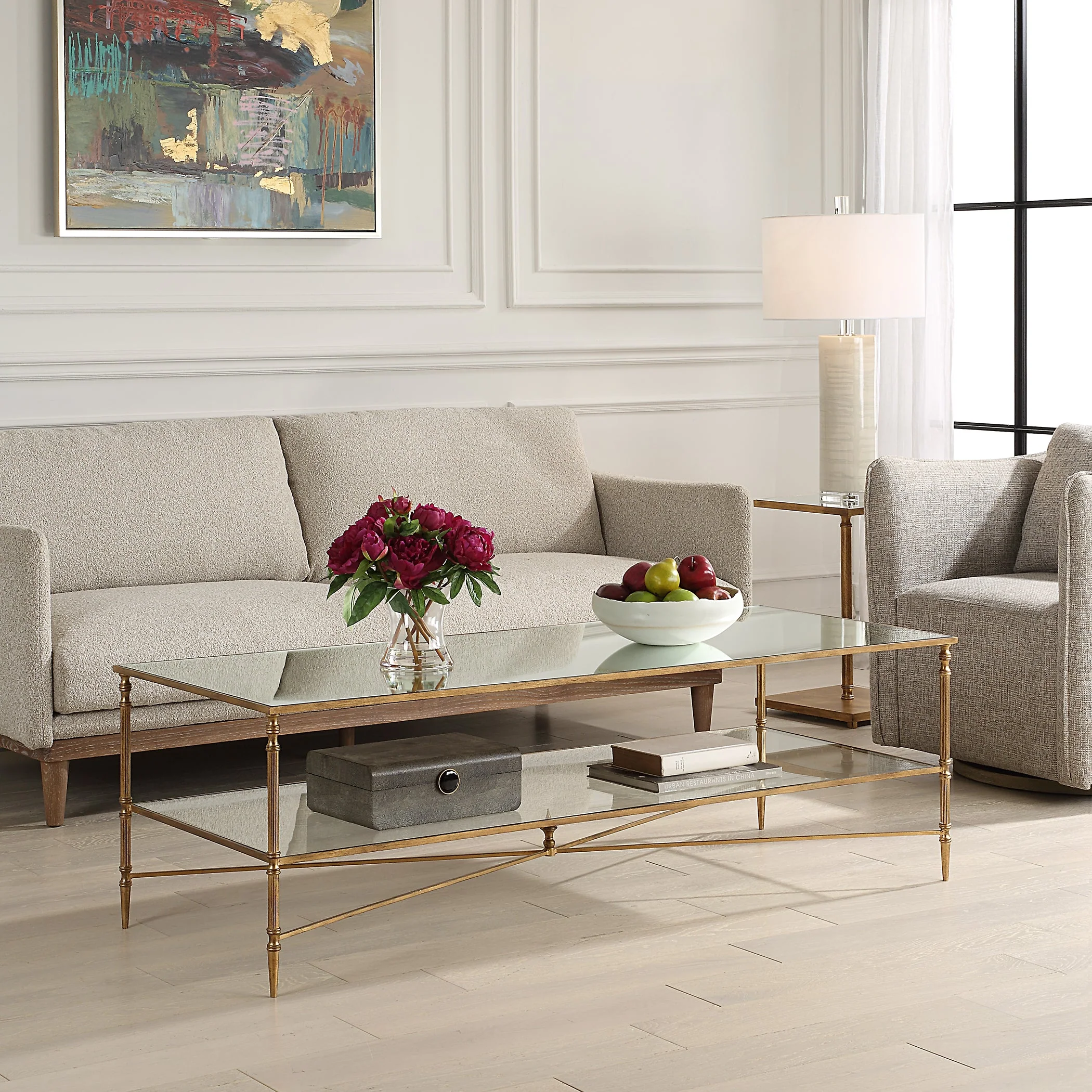 24313-N-UTT | Henzler 151 W x 48 H x 60 D Rectangle Coffee Table with Mirror Top