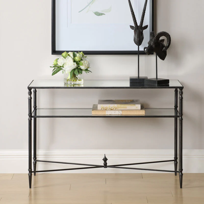 24328-N-utt | Henzler 91 W x 60 H x 35 D Rectangle Accent Table with Mirror Top
