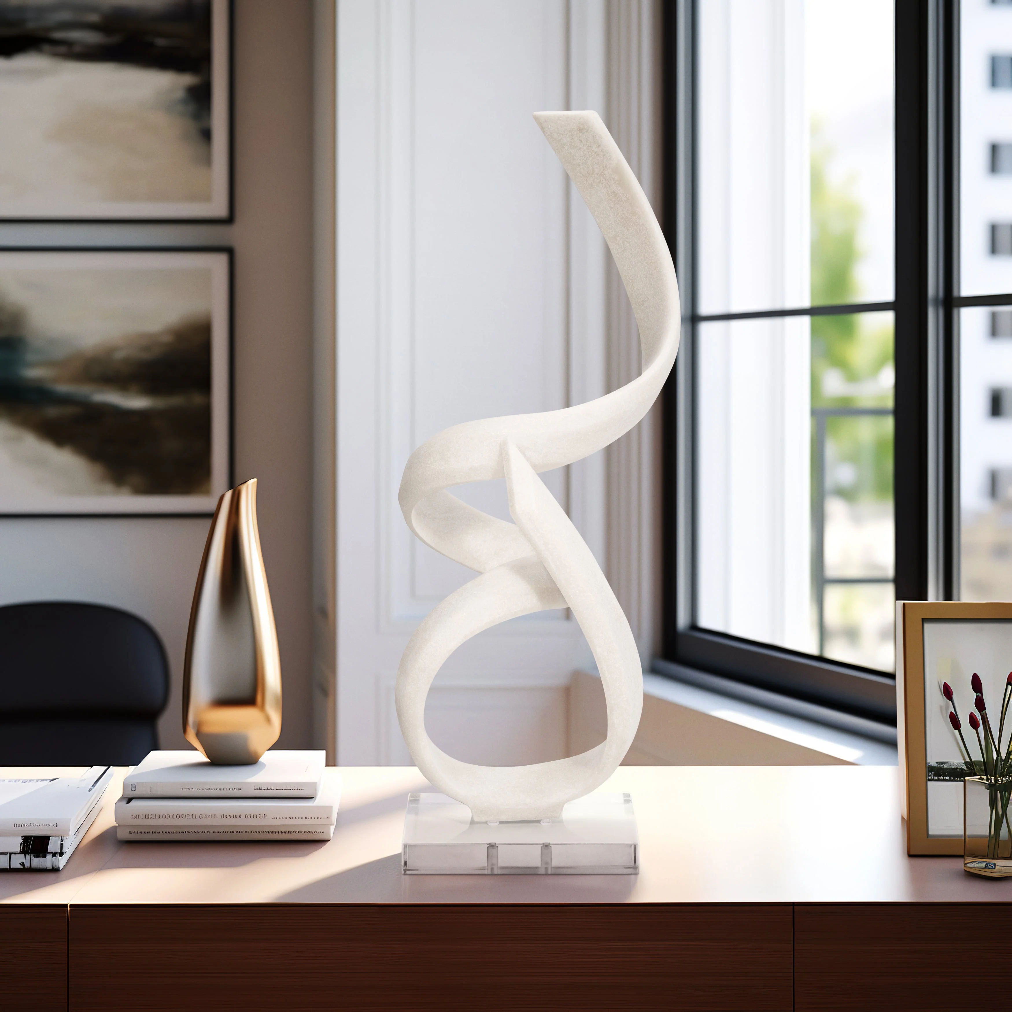 27" KASSANI OVERSIZED QUARTZ RESIN STATUARY, WHITE - Image 4