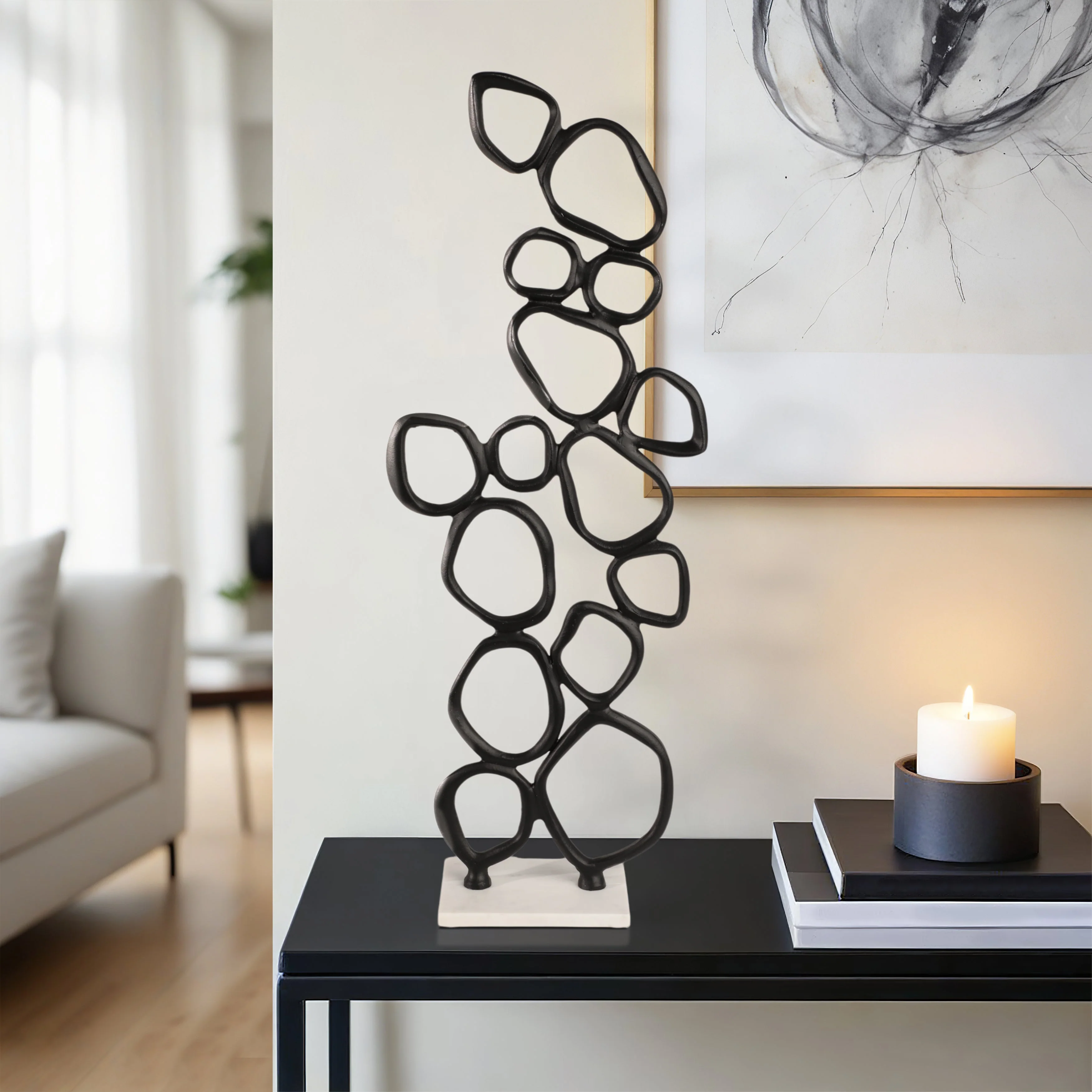 30" Tidus Large Ring Statuary, Black - Image 10