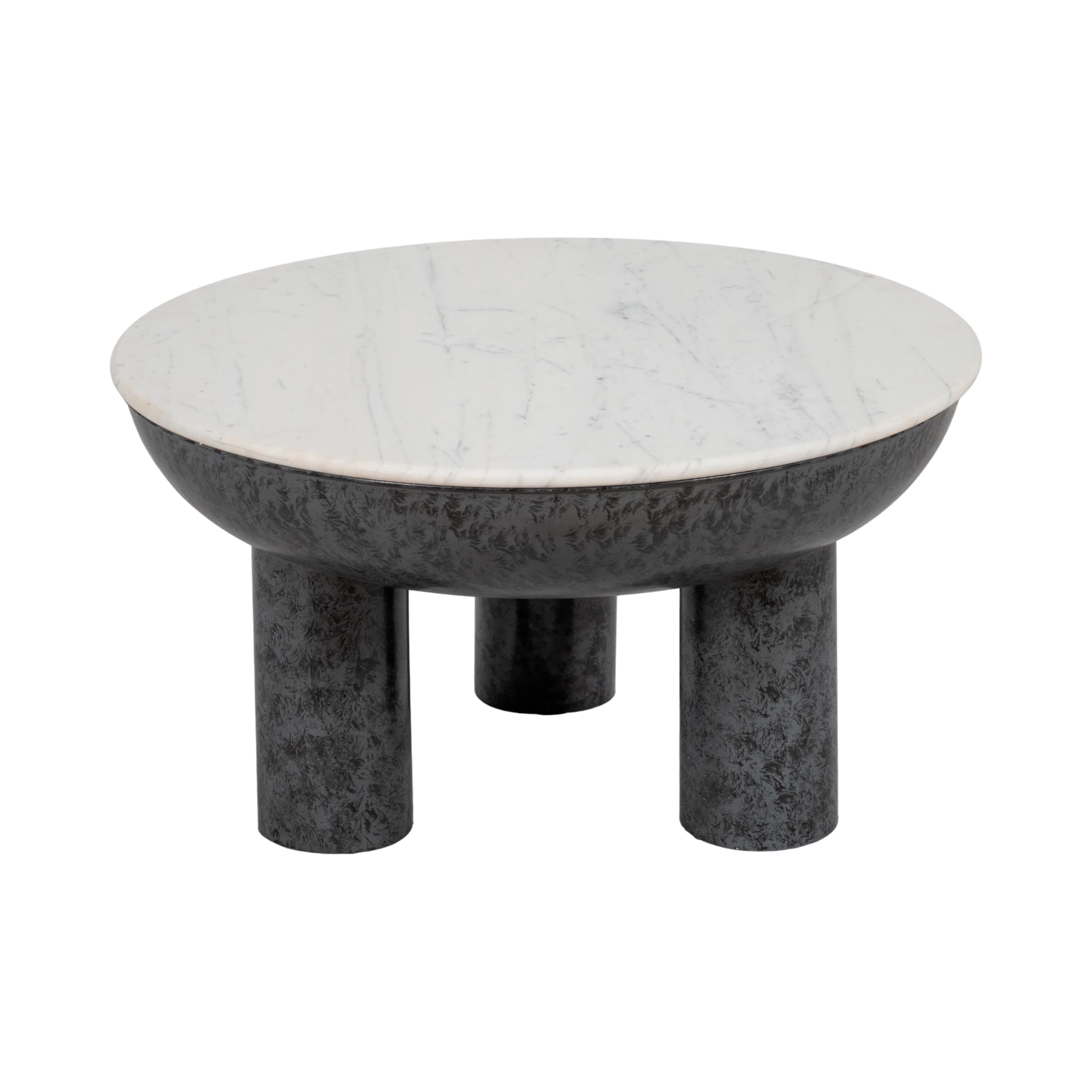 33" Chunky Leg Coffee Table Marble Top, White/blk - Image 3