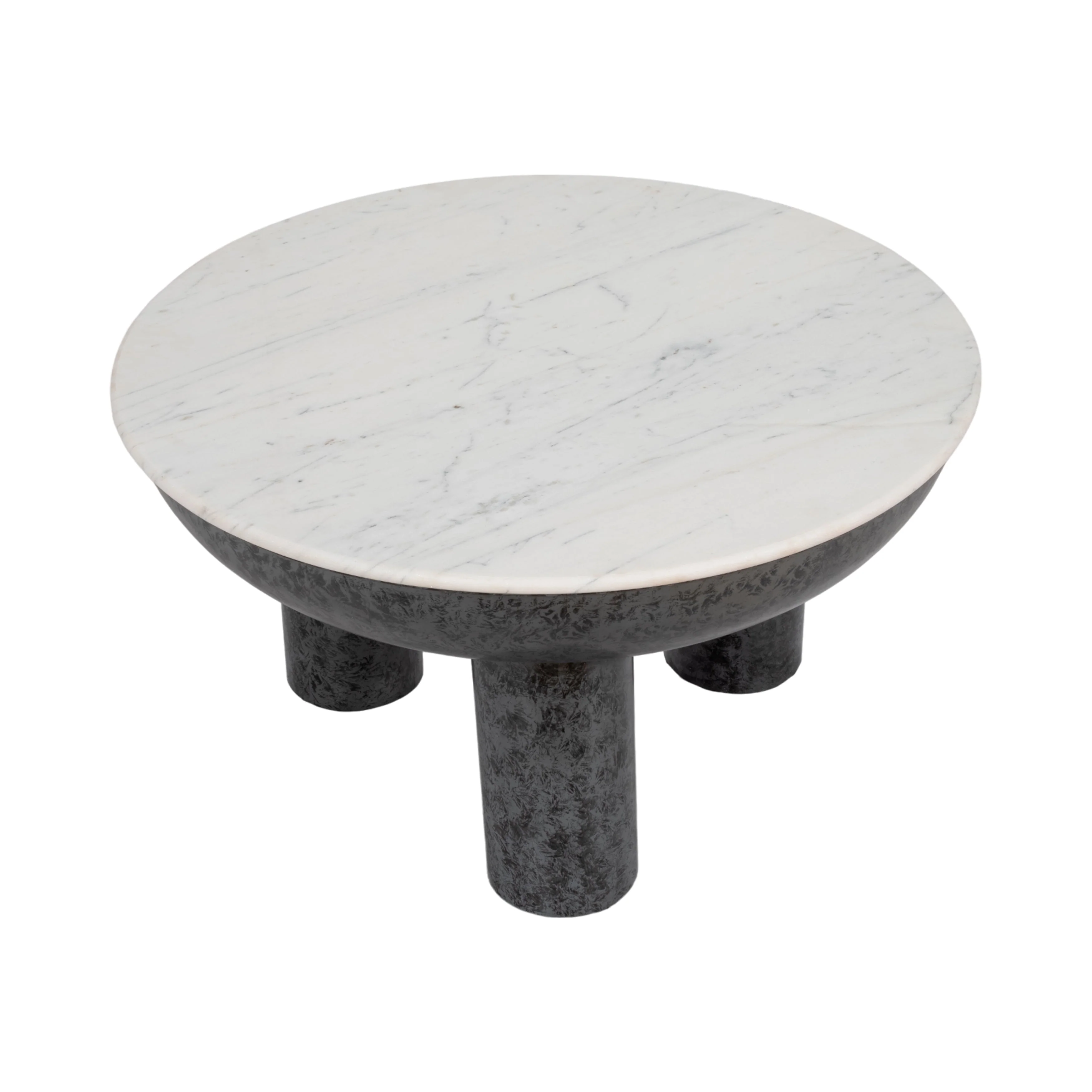 33" Chunky Leg Coffee Table Marble Top, White/blk - Image 4