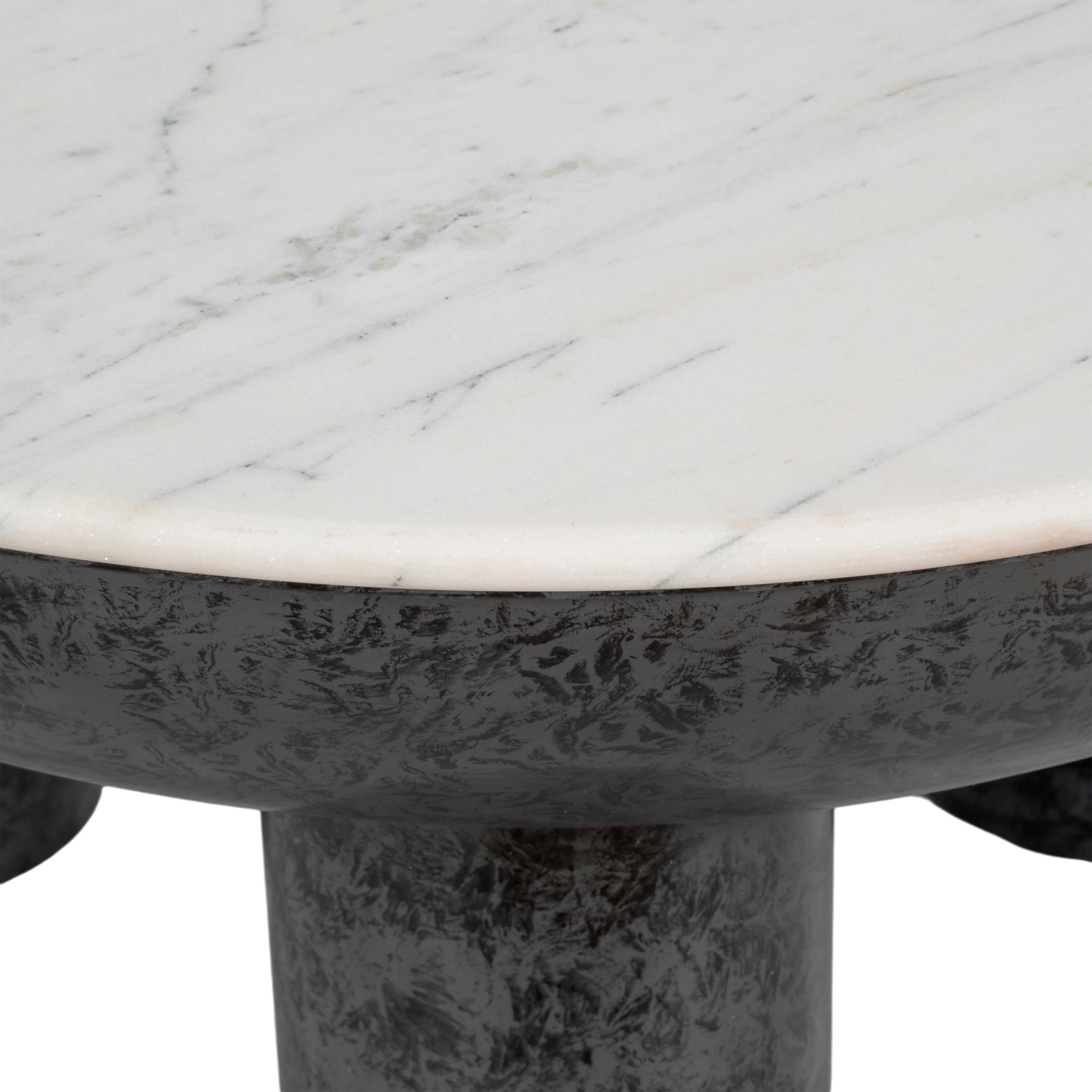 33" Chunky Leg Coffee Table Marble Top, White/blk - Image 6