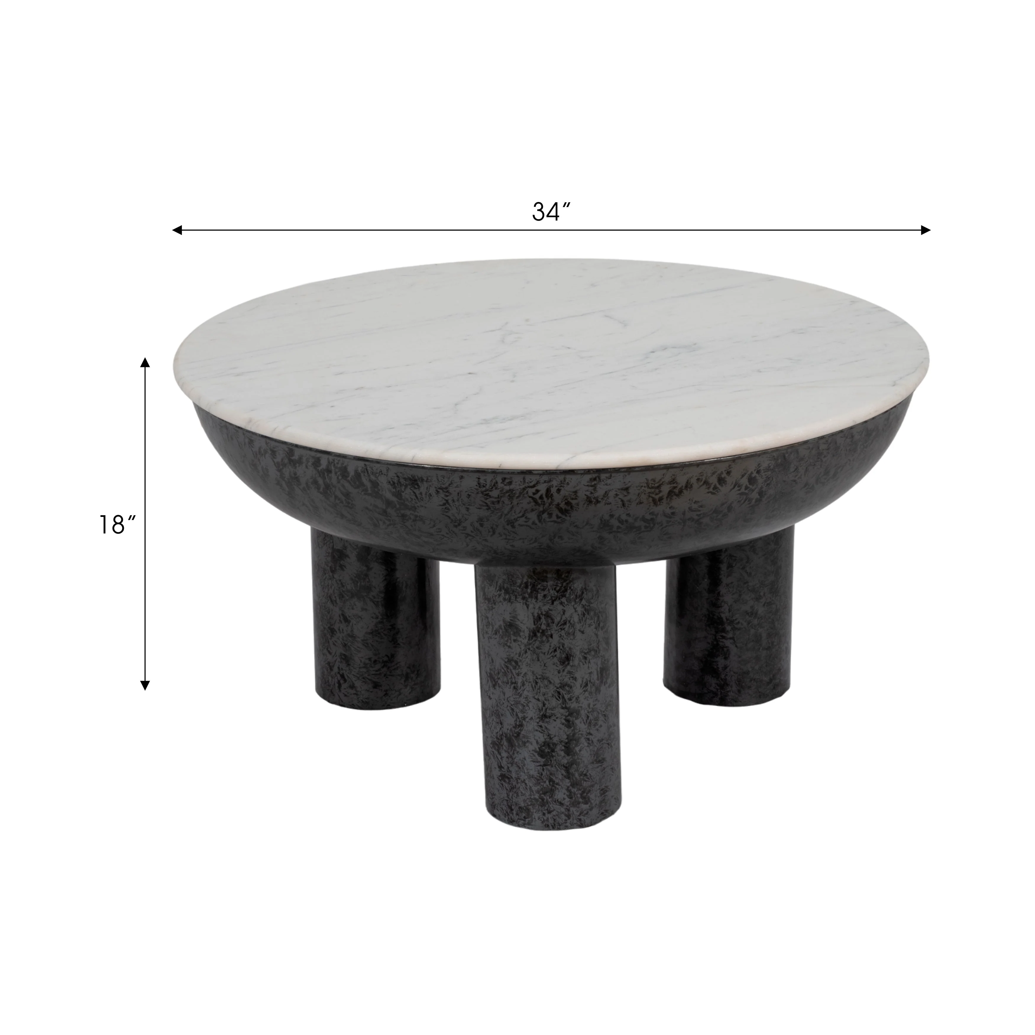 33" Chunky Leg Coffee Table Marble Top, White/blk - Image 8