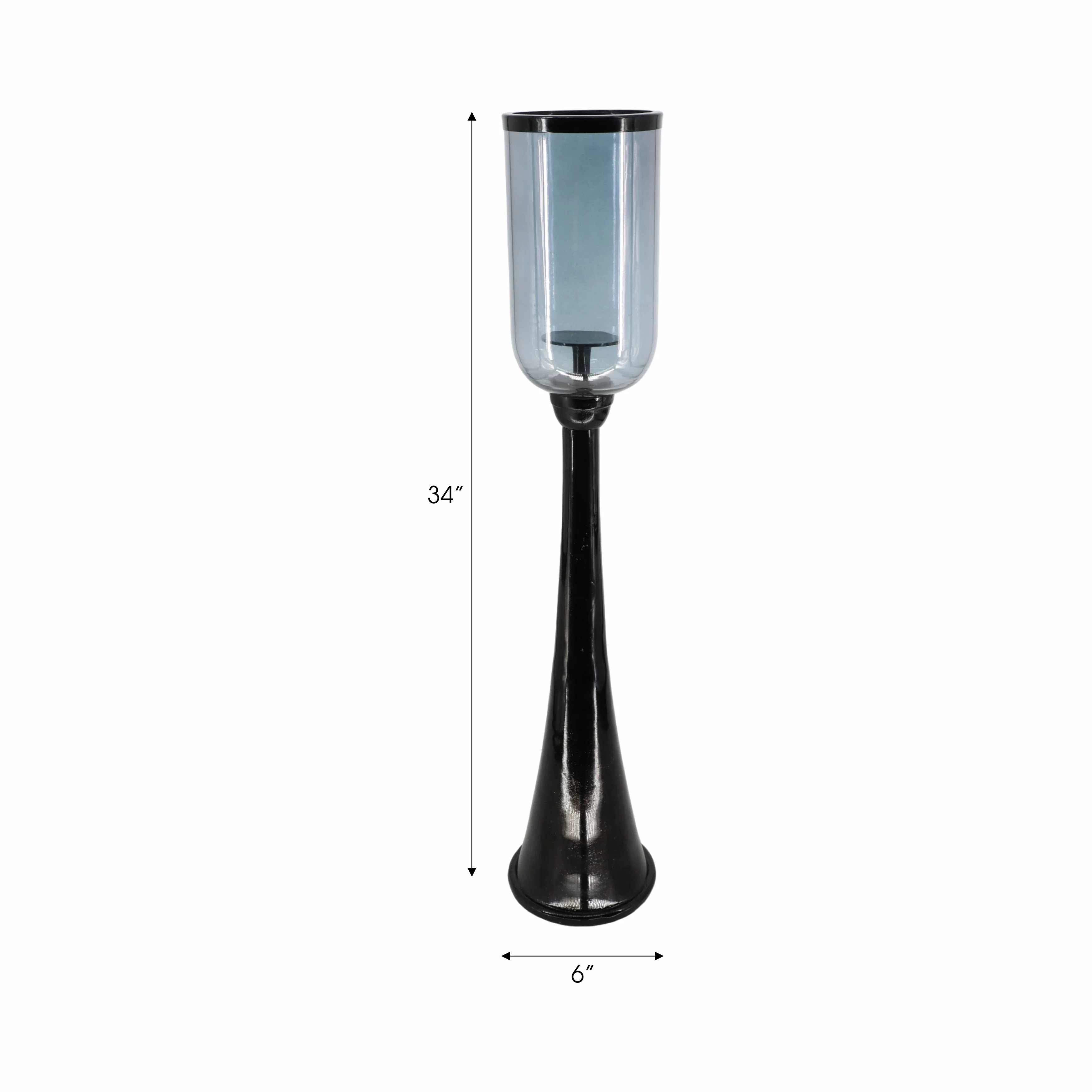 34" Ember Small Black Glass Candle Hurricane - Image 10