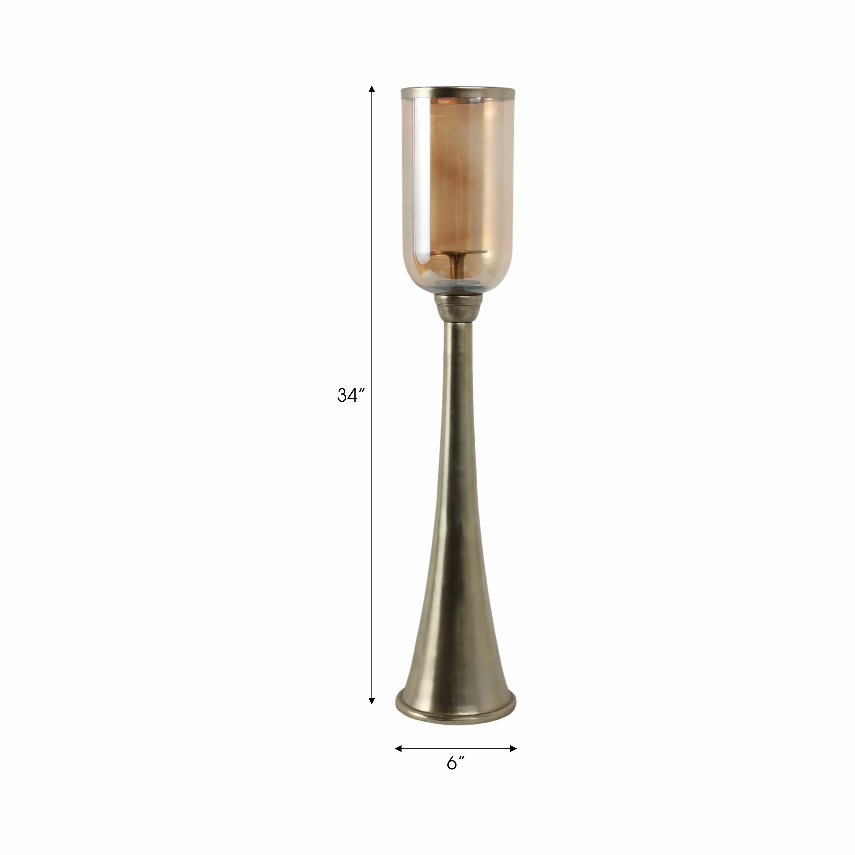34" Illum Small Gold Glass Candle Hurricane - Image 11