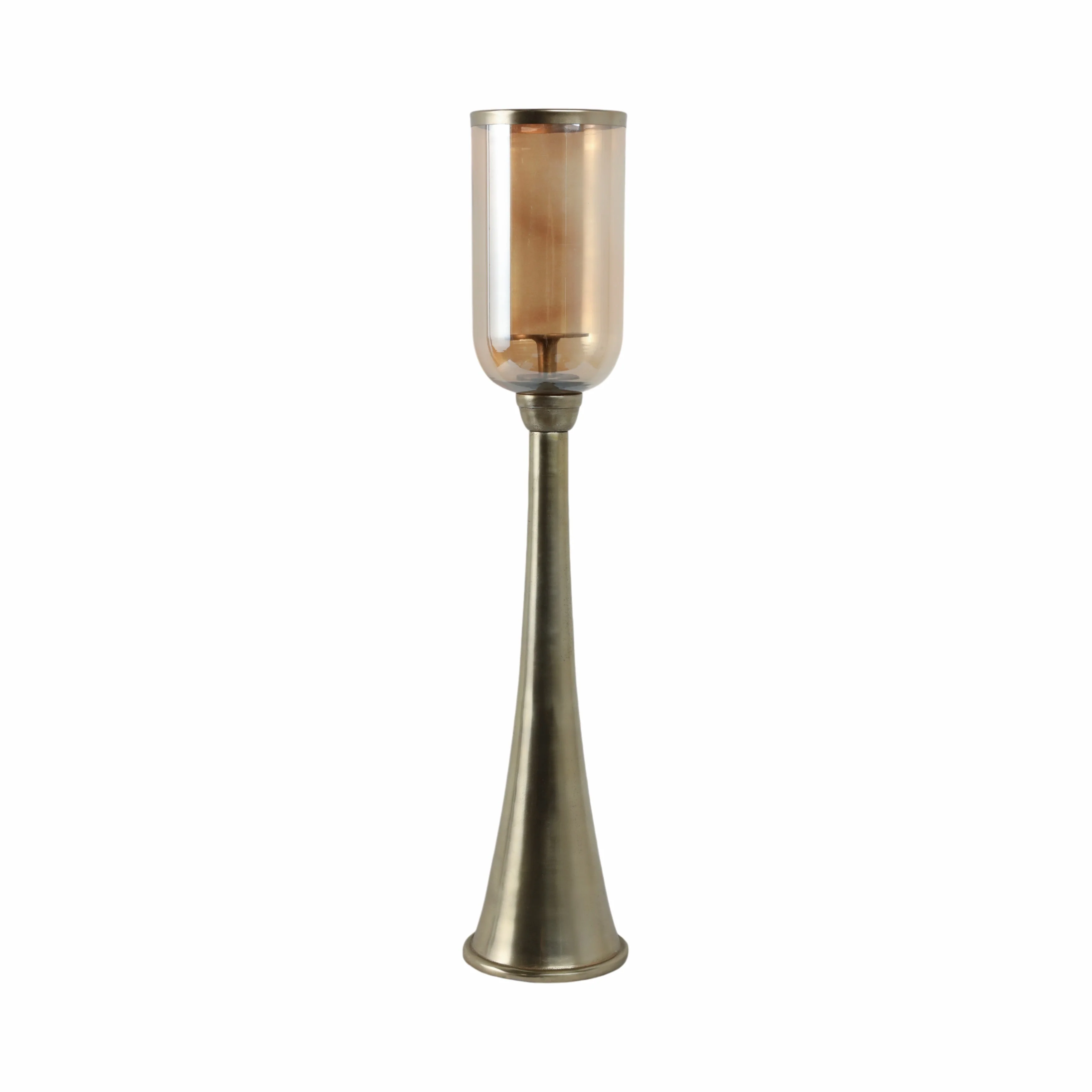 34" Illum Small Gold Glass Candle Hurricane - Image 3