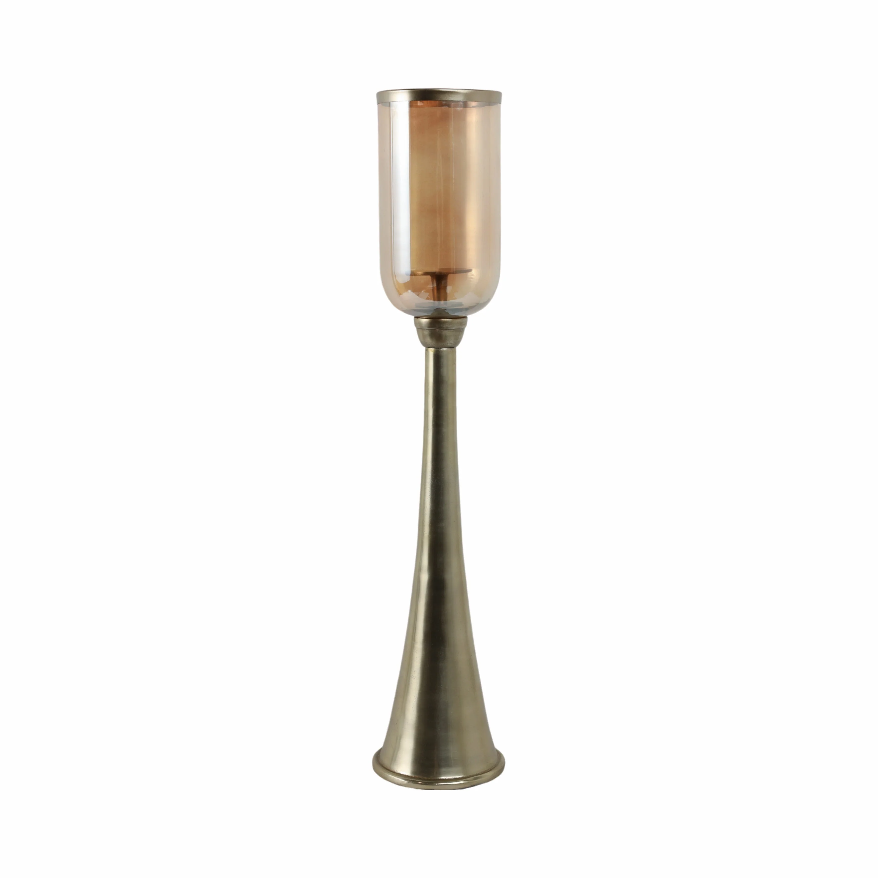 34" Illum Small Gold Glass Candle Hurricane - Image 4