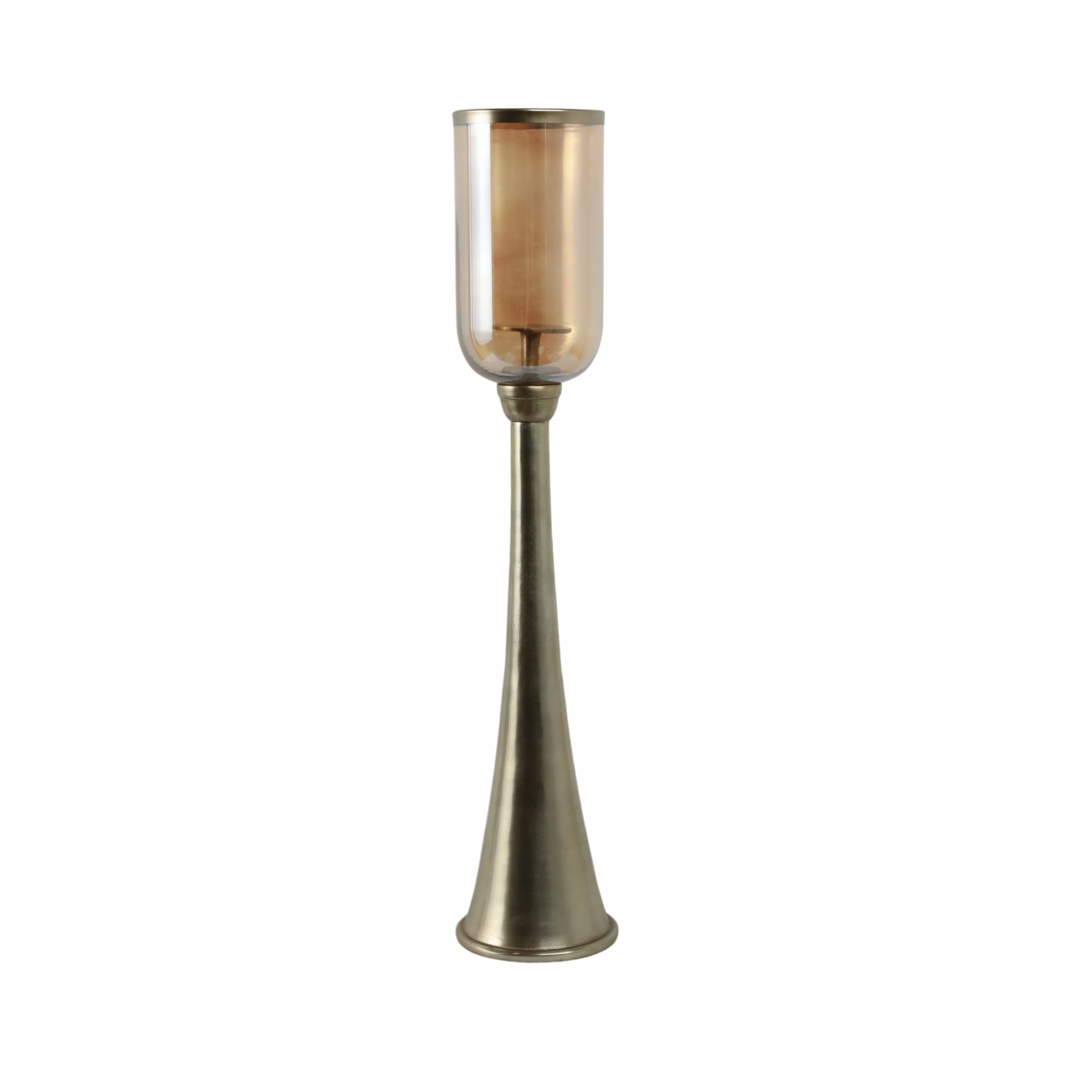 34" Illum Small Gold Glass Candle Hurricane - Image 6