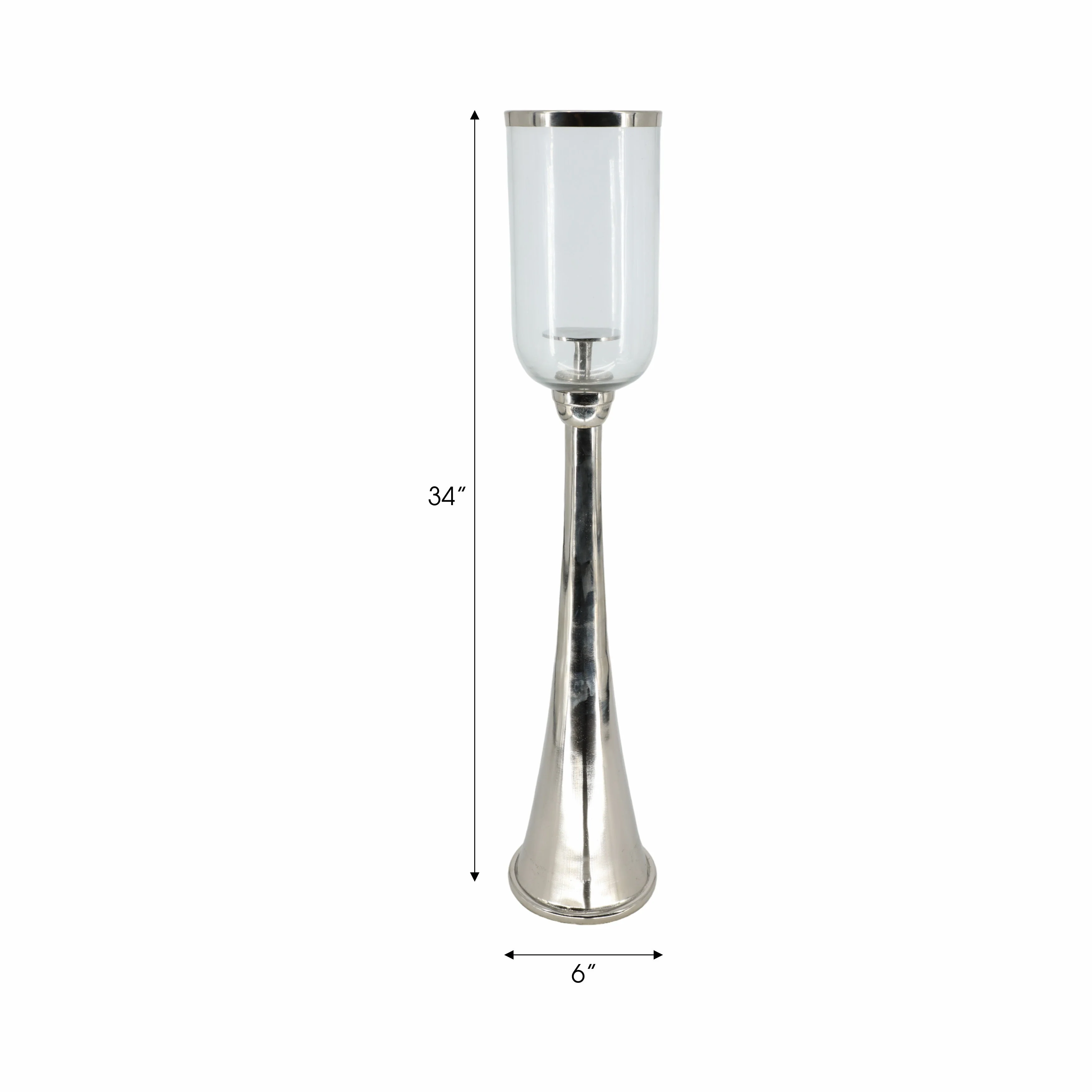 34" Radiant Small Silver Glass Candle Hurricane - Image 10