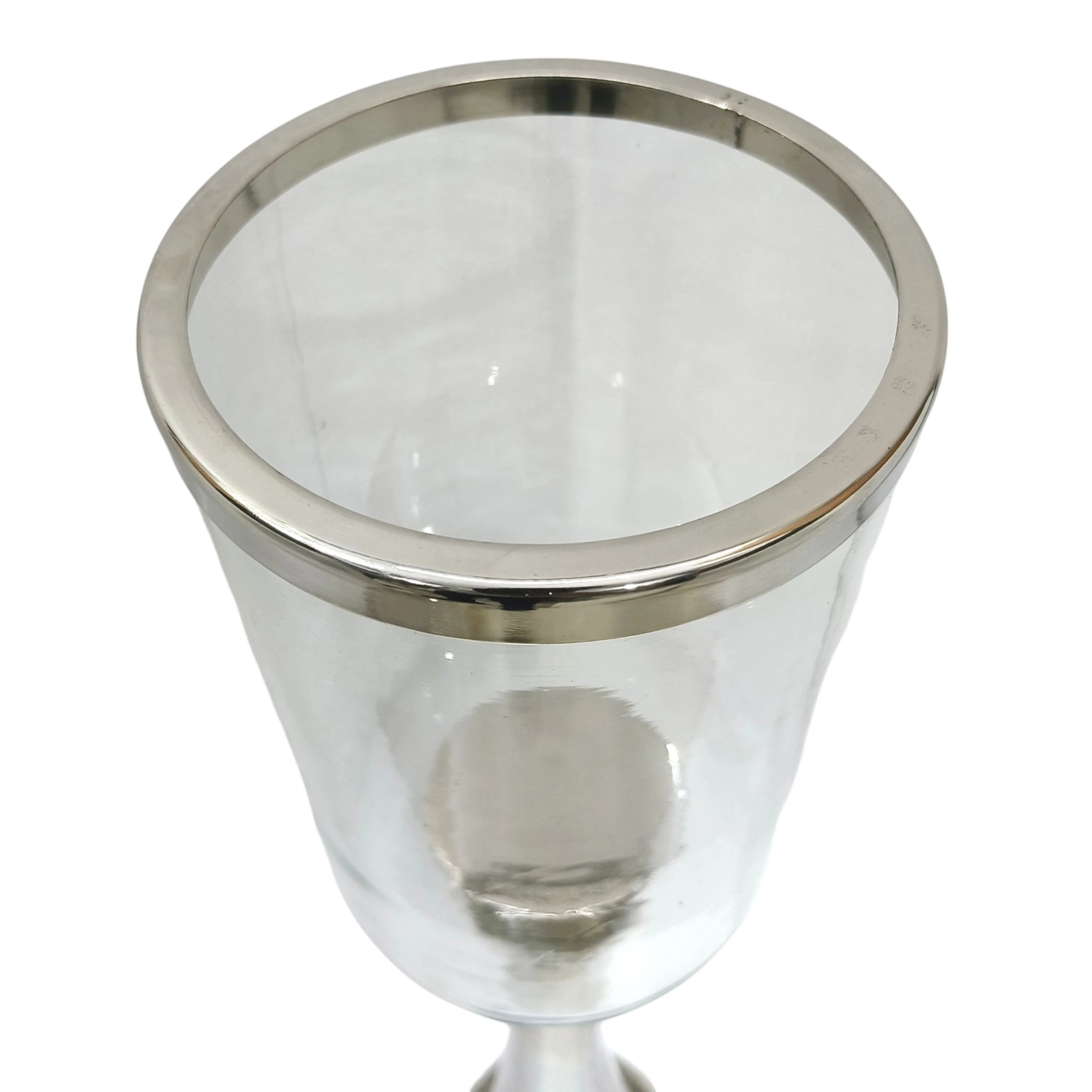 34" Radiant Small Silver Glass Candle Hurricane - Image 2