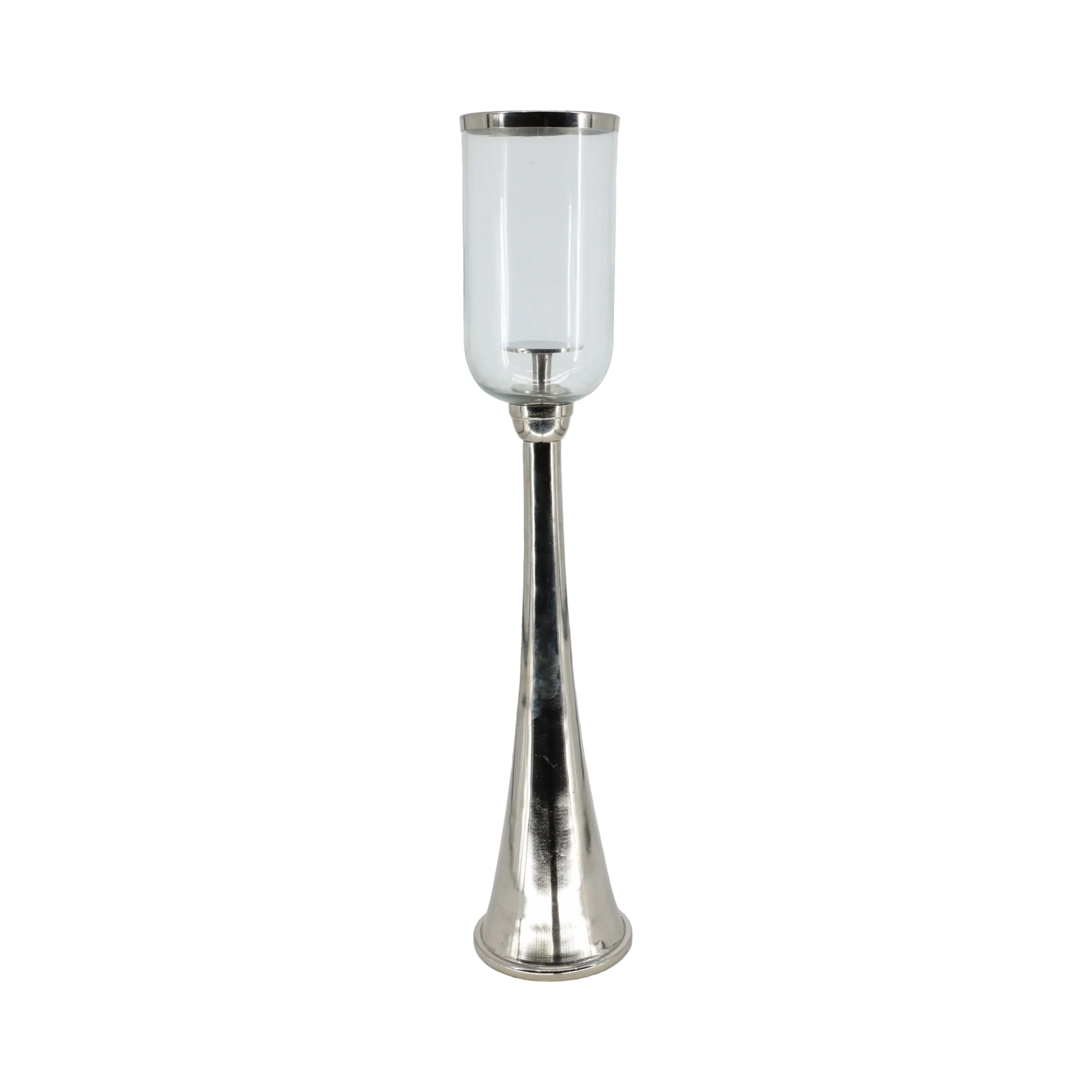 34" Radiant Small Silver Glass Candle Hurricane - Image 5