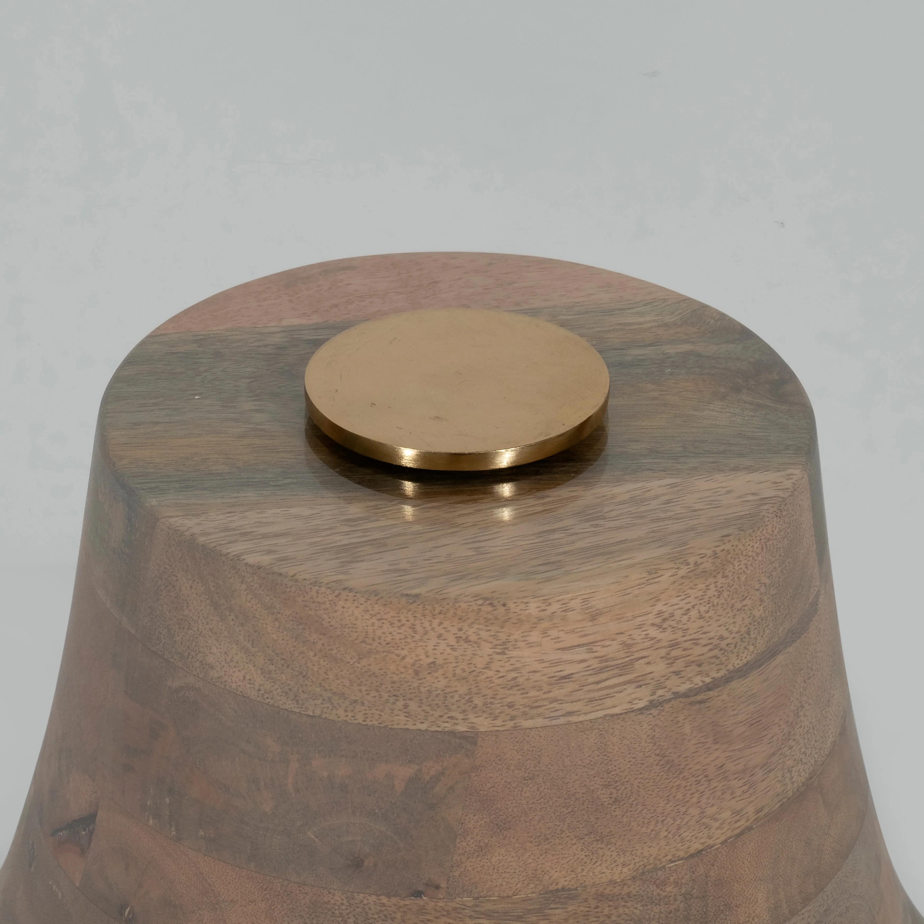34" Striped Wood Coffee Table With Glass Top, Natu - Image 11