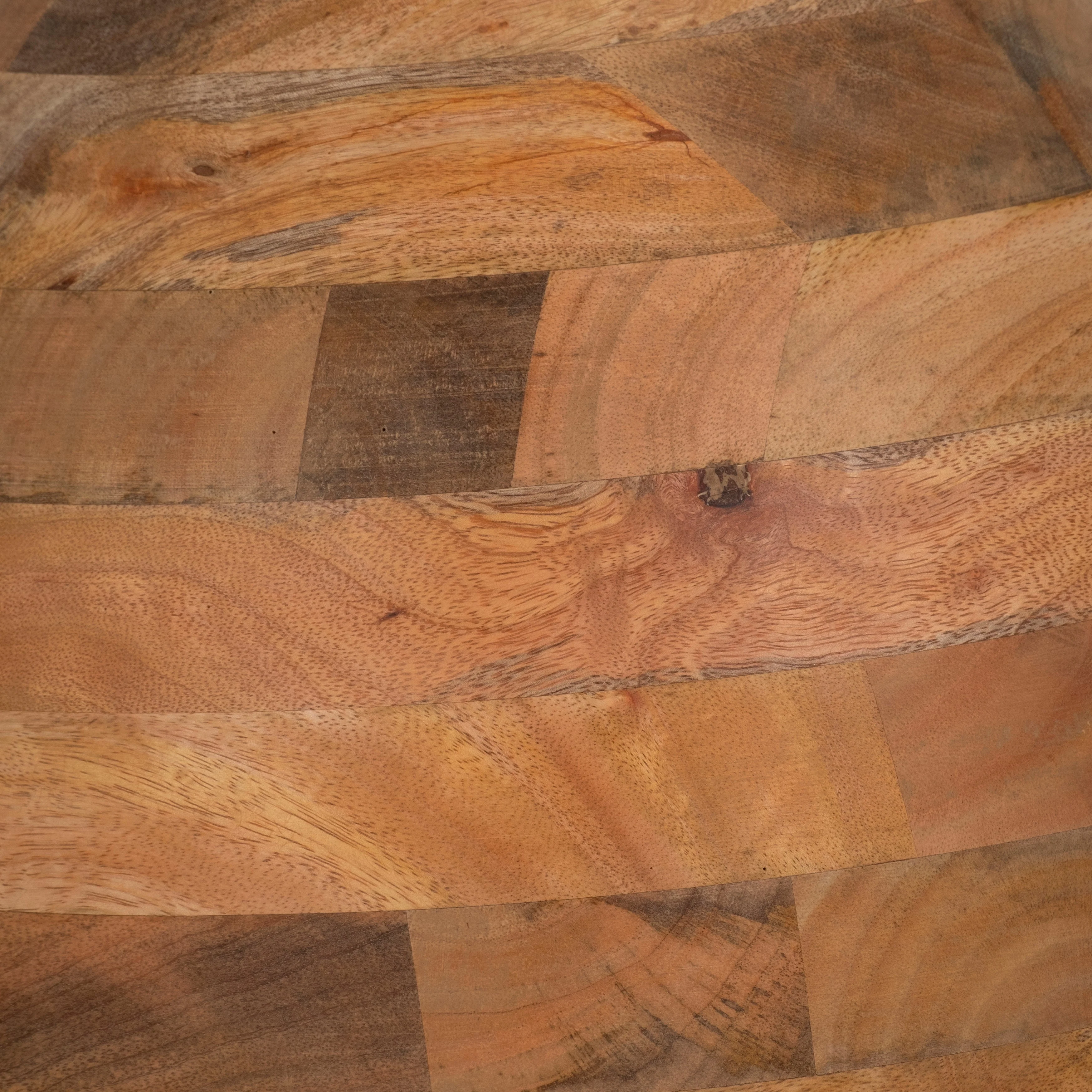 34" Striped Wood Coffee Table With Glass Top, Natu - Image 12