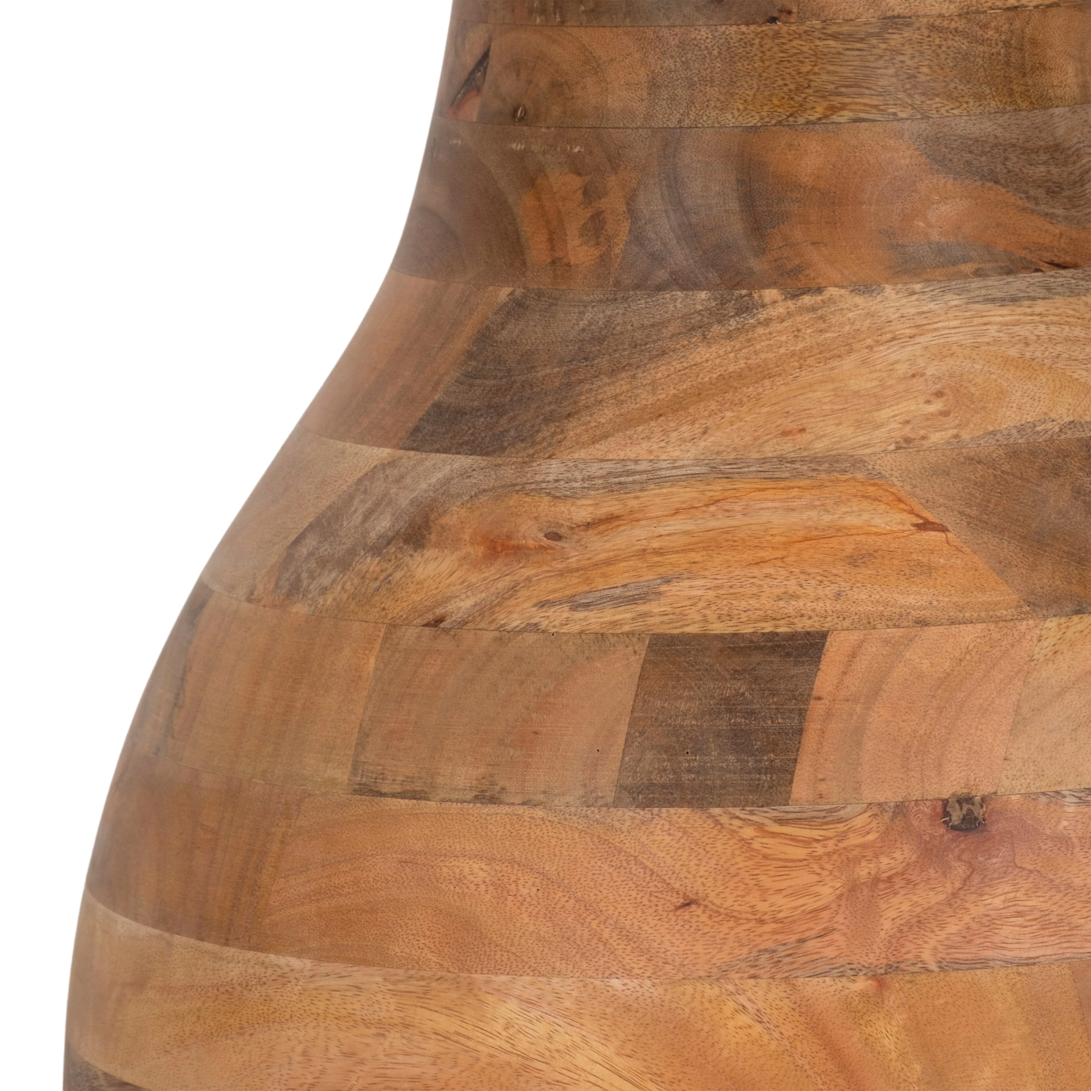 34" Striped Wood Coffee Table With Glass Top, Natu - Image 13