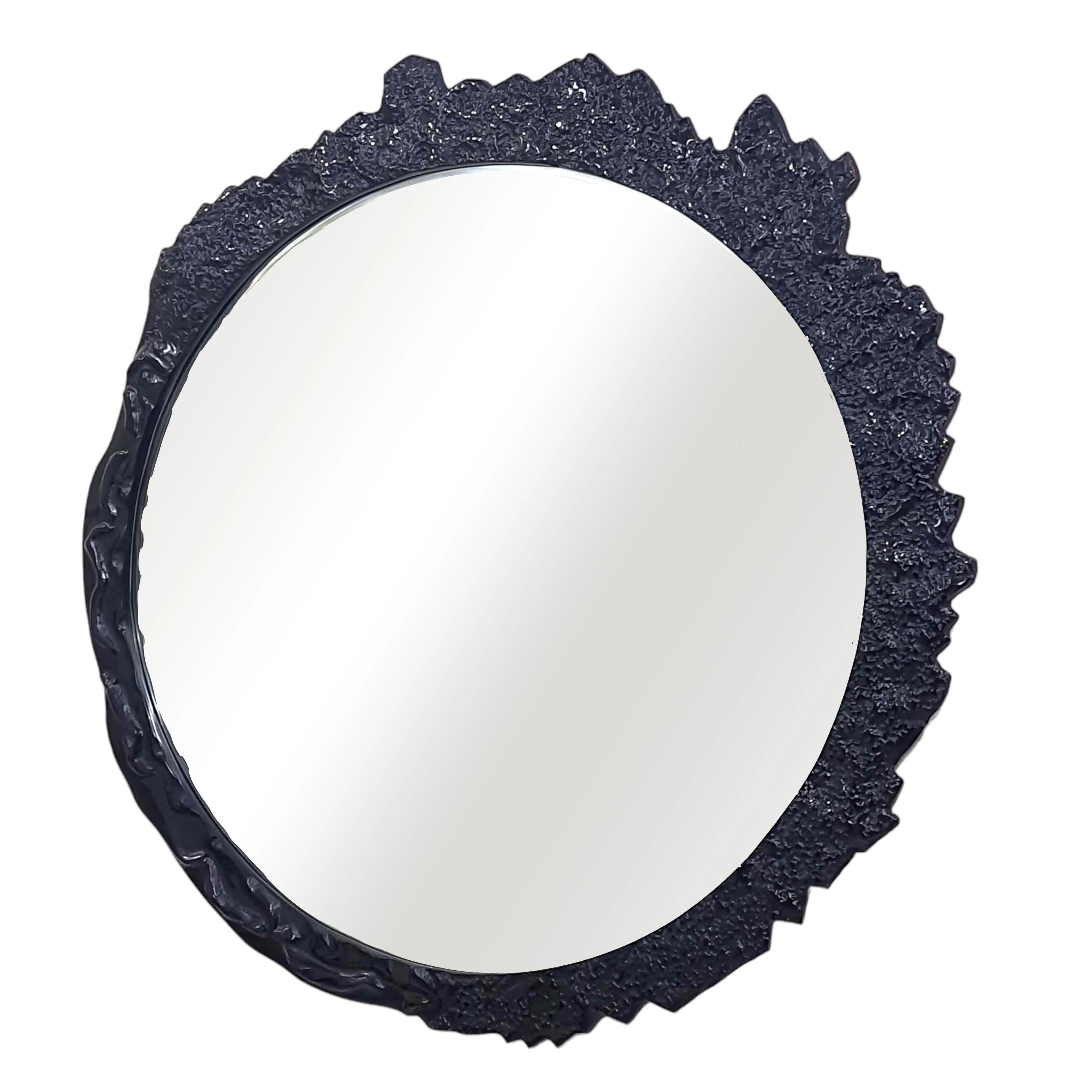 35" Eron Metal Wall Mirror, Black