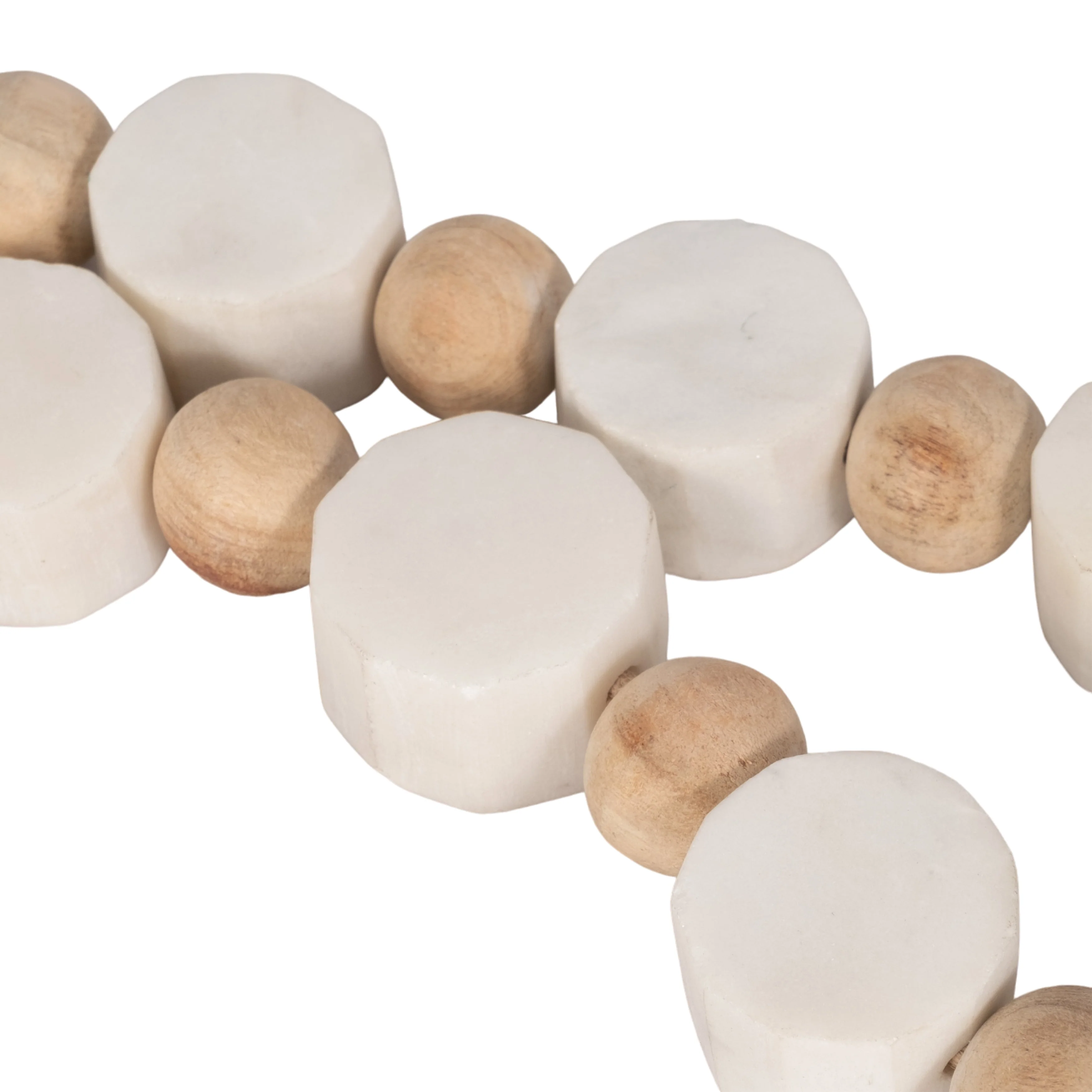 36" Marble And Wood Beads Garland, White/natural - Image 12