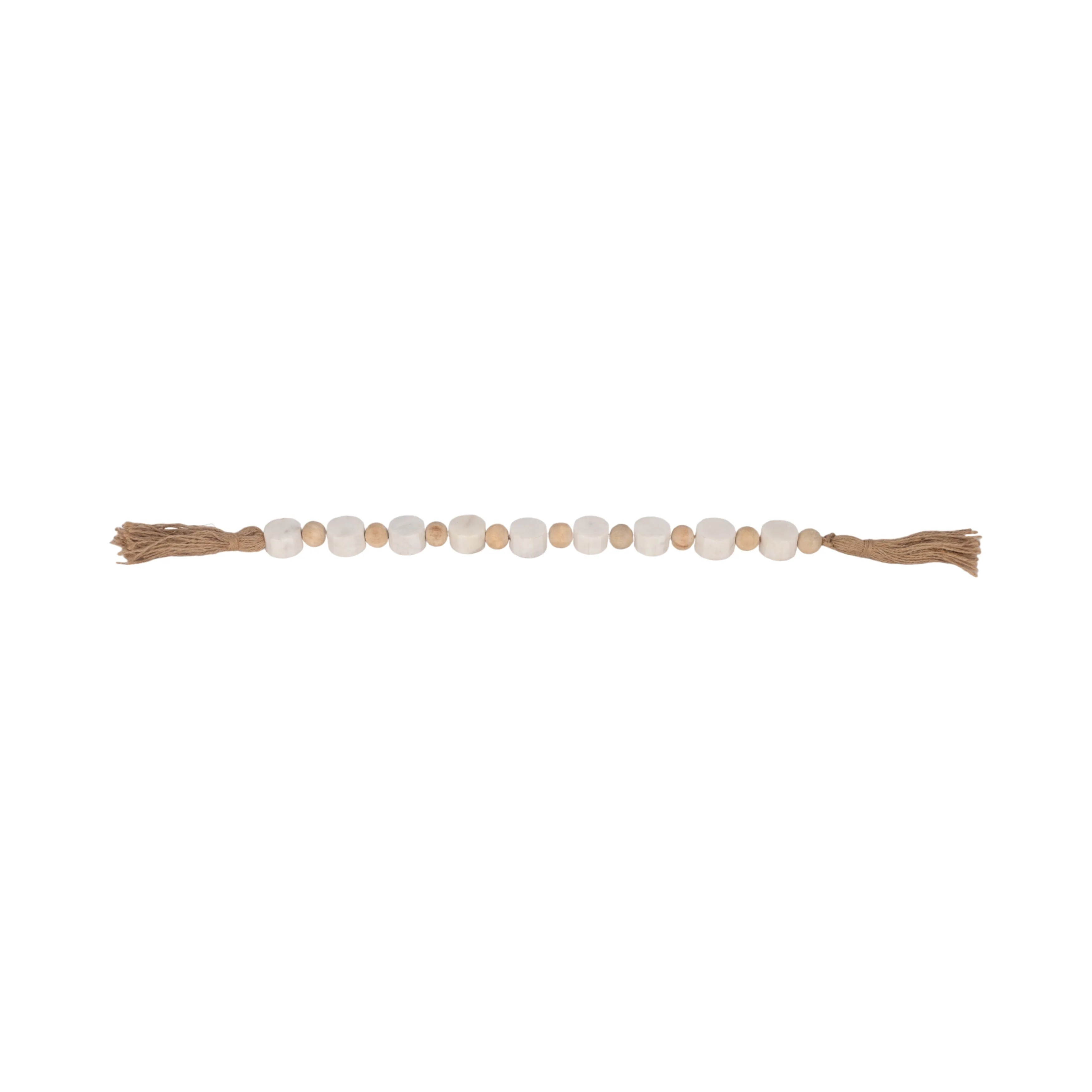 36" Marble And Wood Beads Garland, White/natural - Image 6