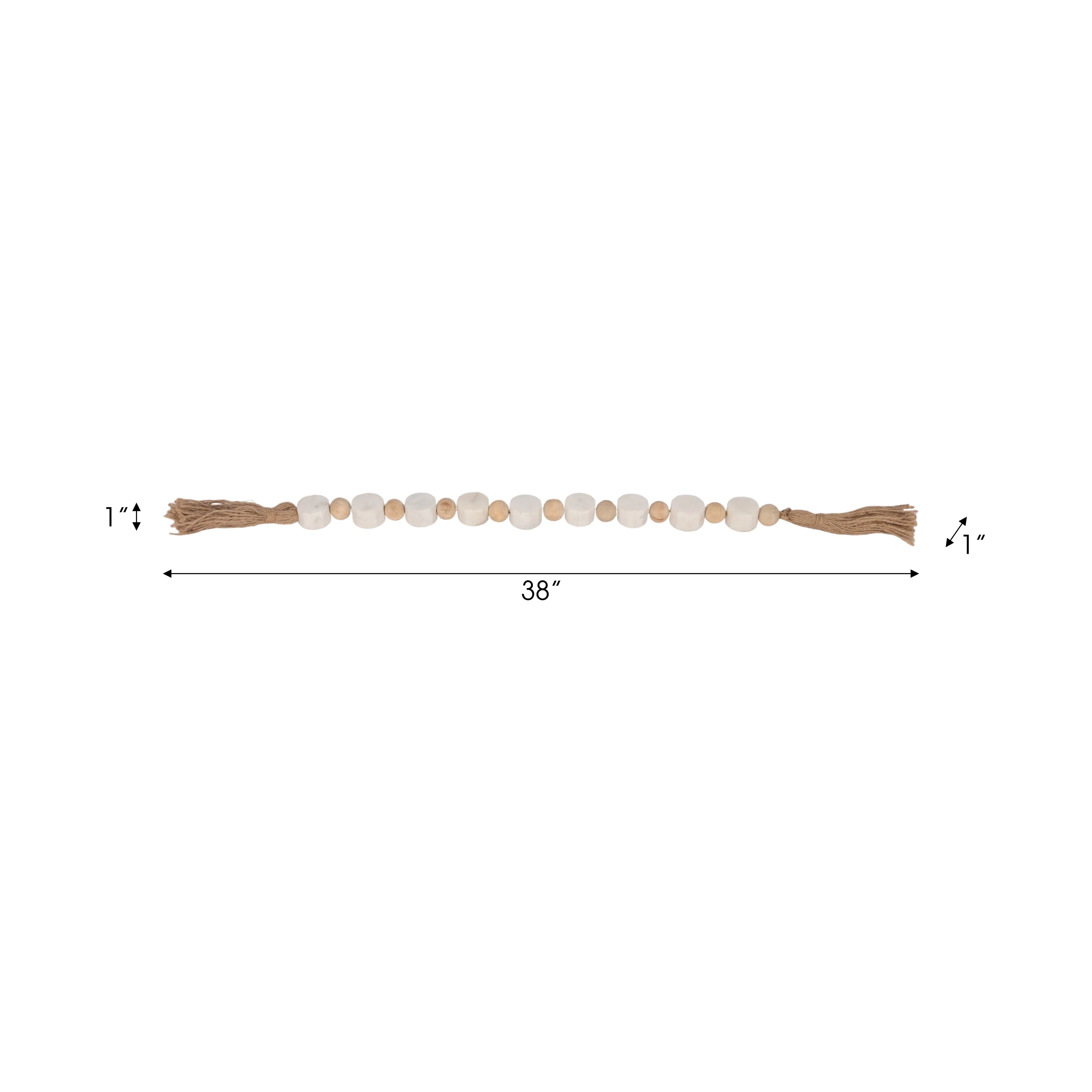 36" Marble And Wood Beads Garland, White/natural - Image 7