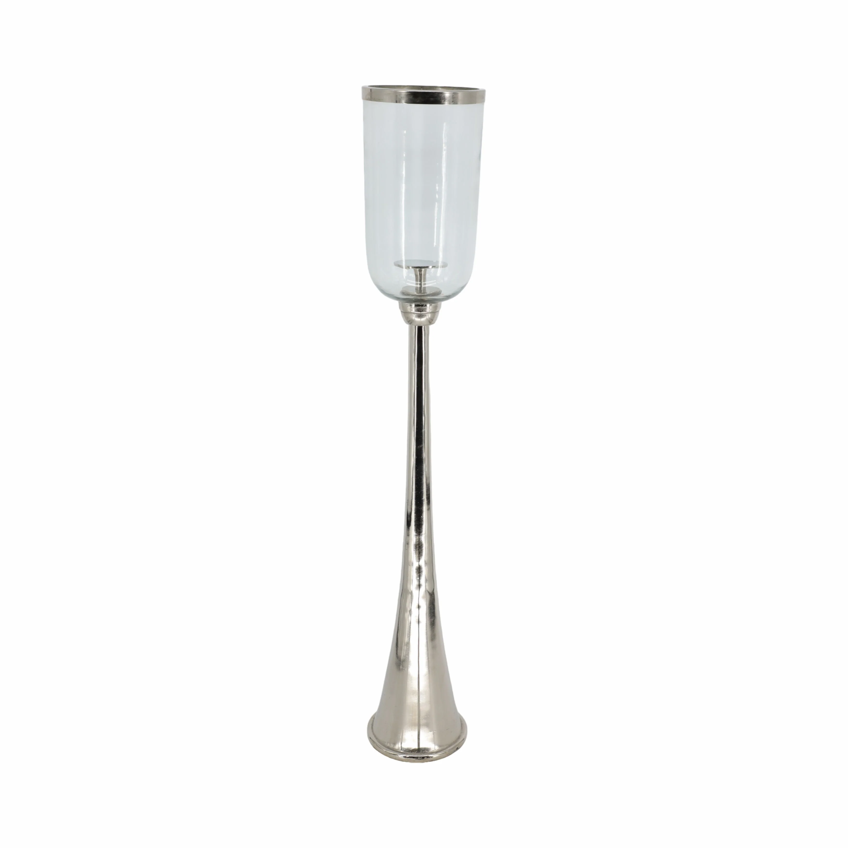 43" Radiant Large Silver Glass Candle Hurricane - Image 3