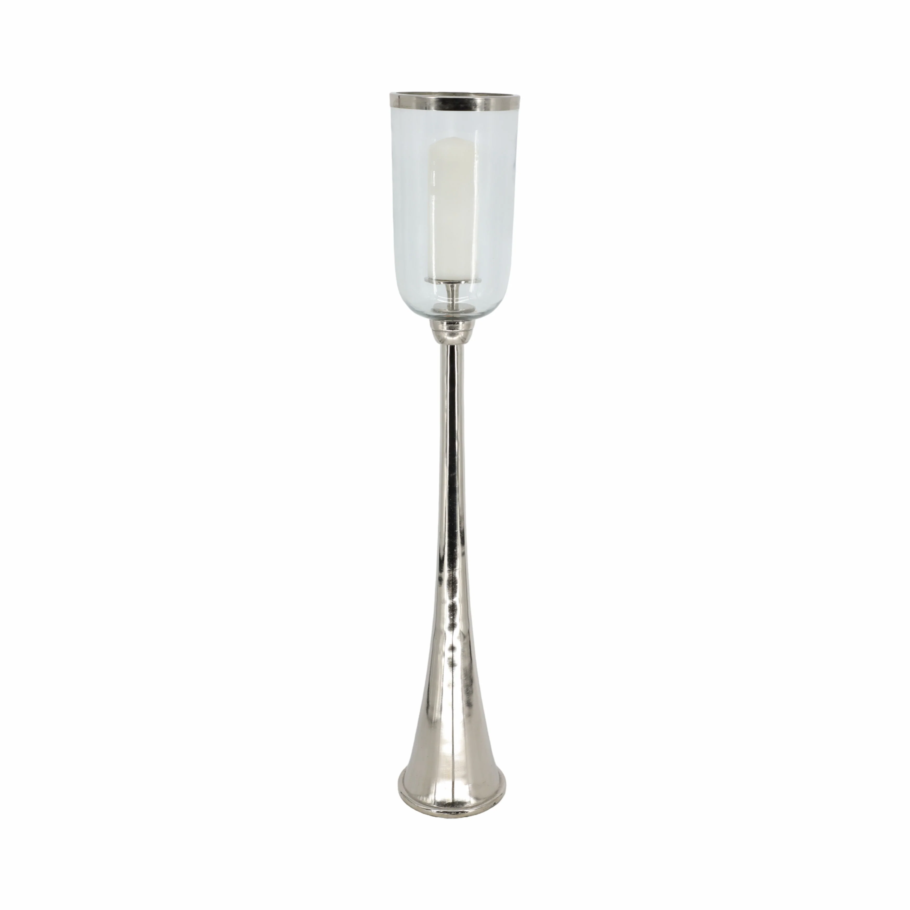 43" Radiant Large Silver Glass Candle Hurricane - Image 4