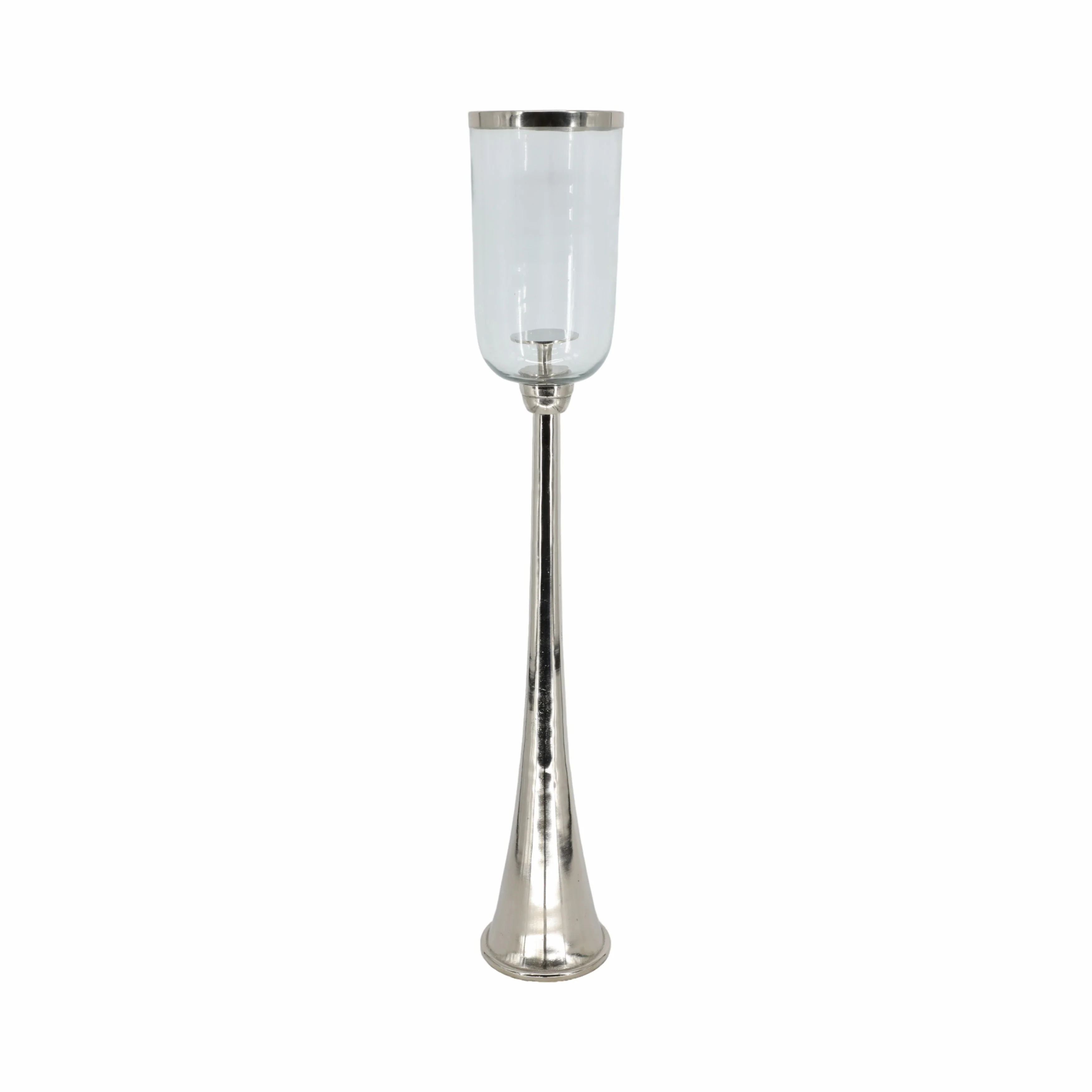 43" Radiant Large Silver Glass Candle Hurricane - Image 5