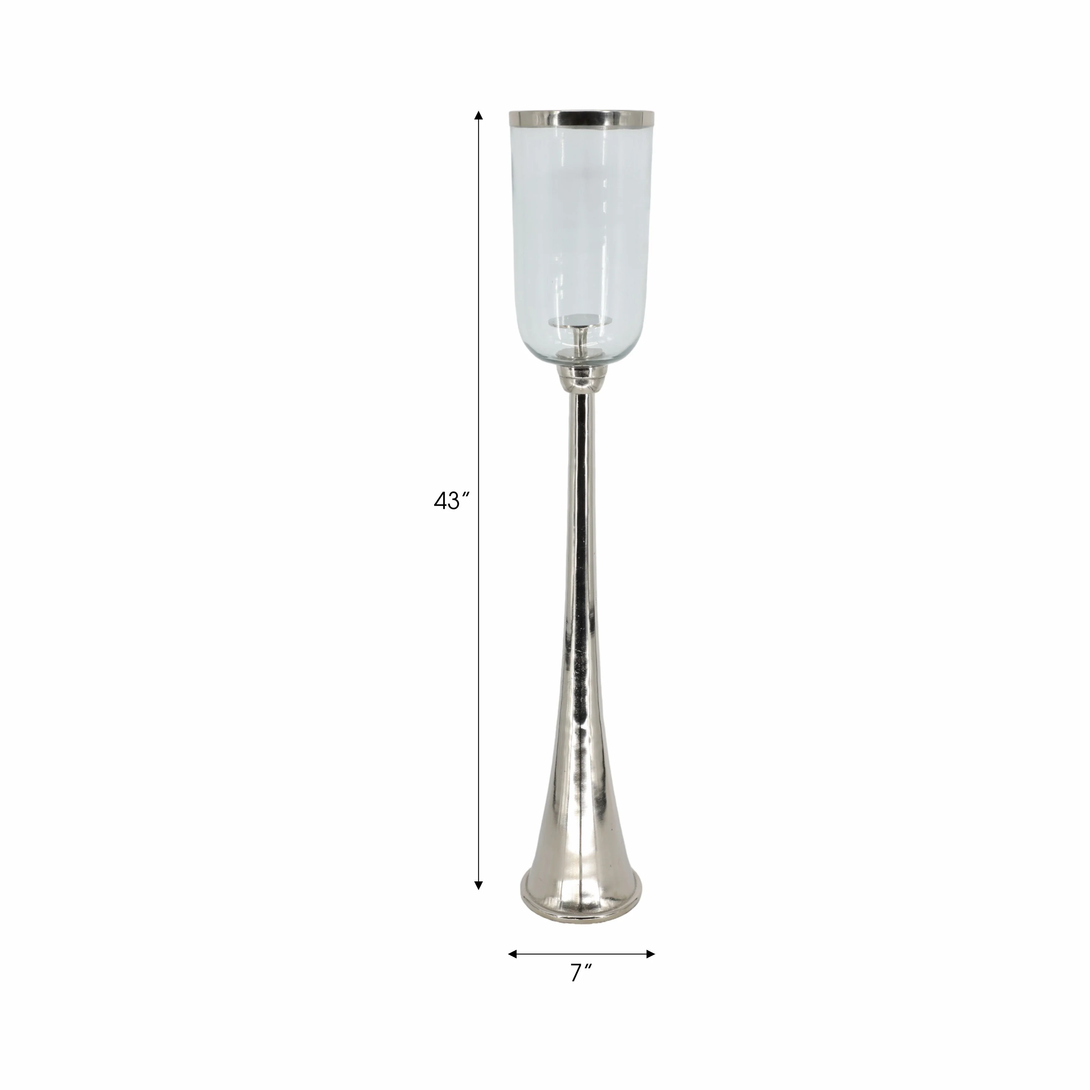43" Radiant Large Silver Glass Candle Hurricane - Image 9
