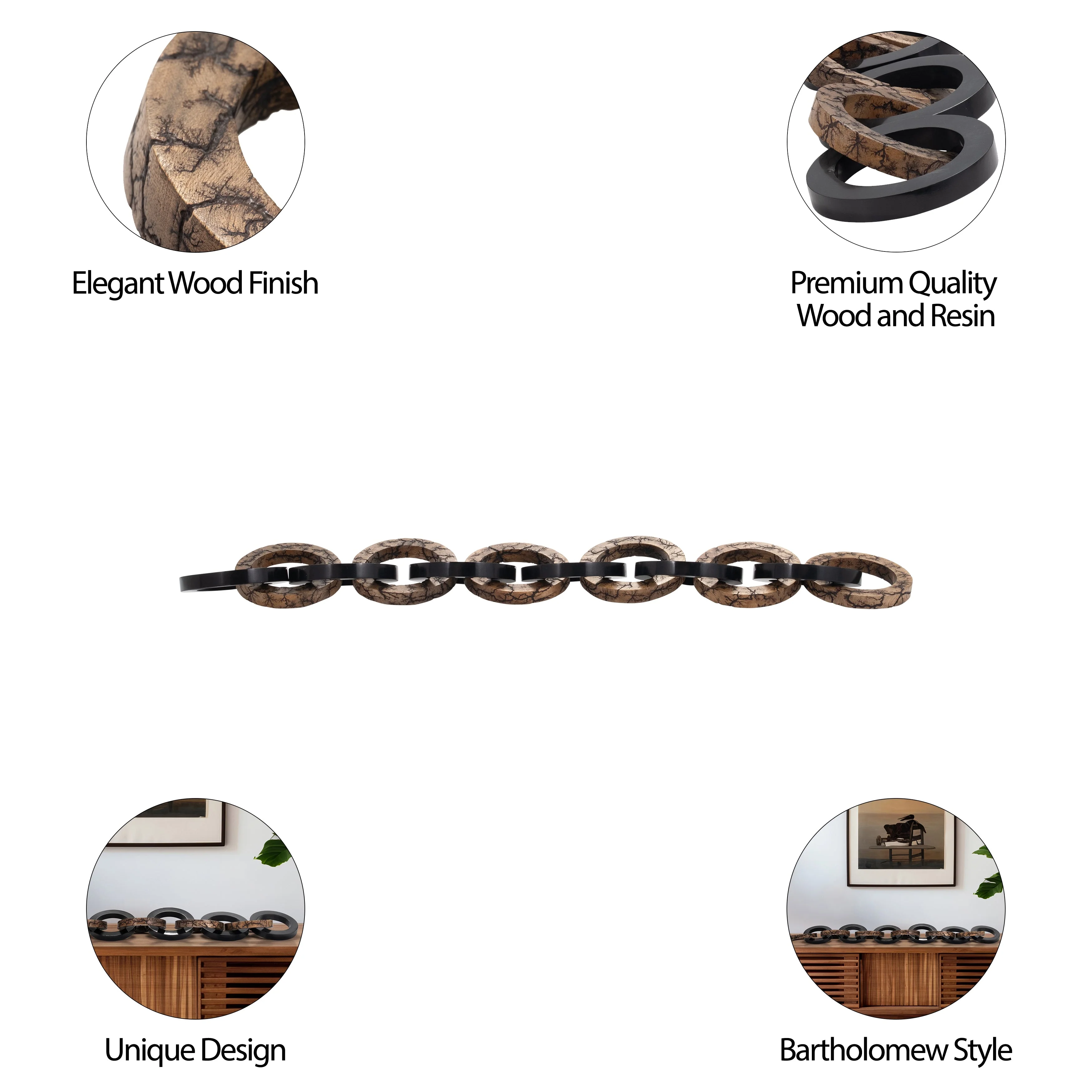 48" Kanu Wood And Resin Link Chain - Image 7