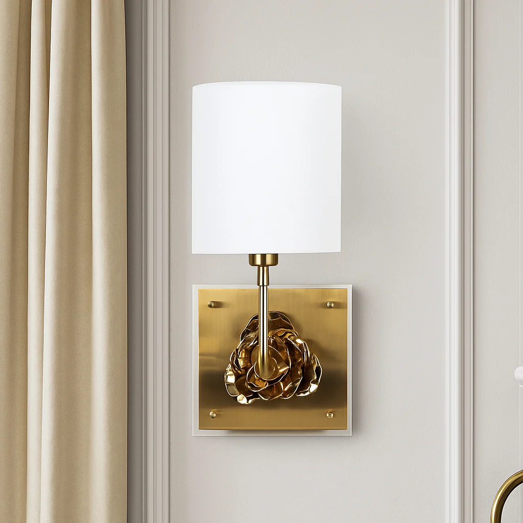 52044-03 | METAL FLOWER WALL SCONCE, GOLD