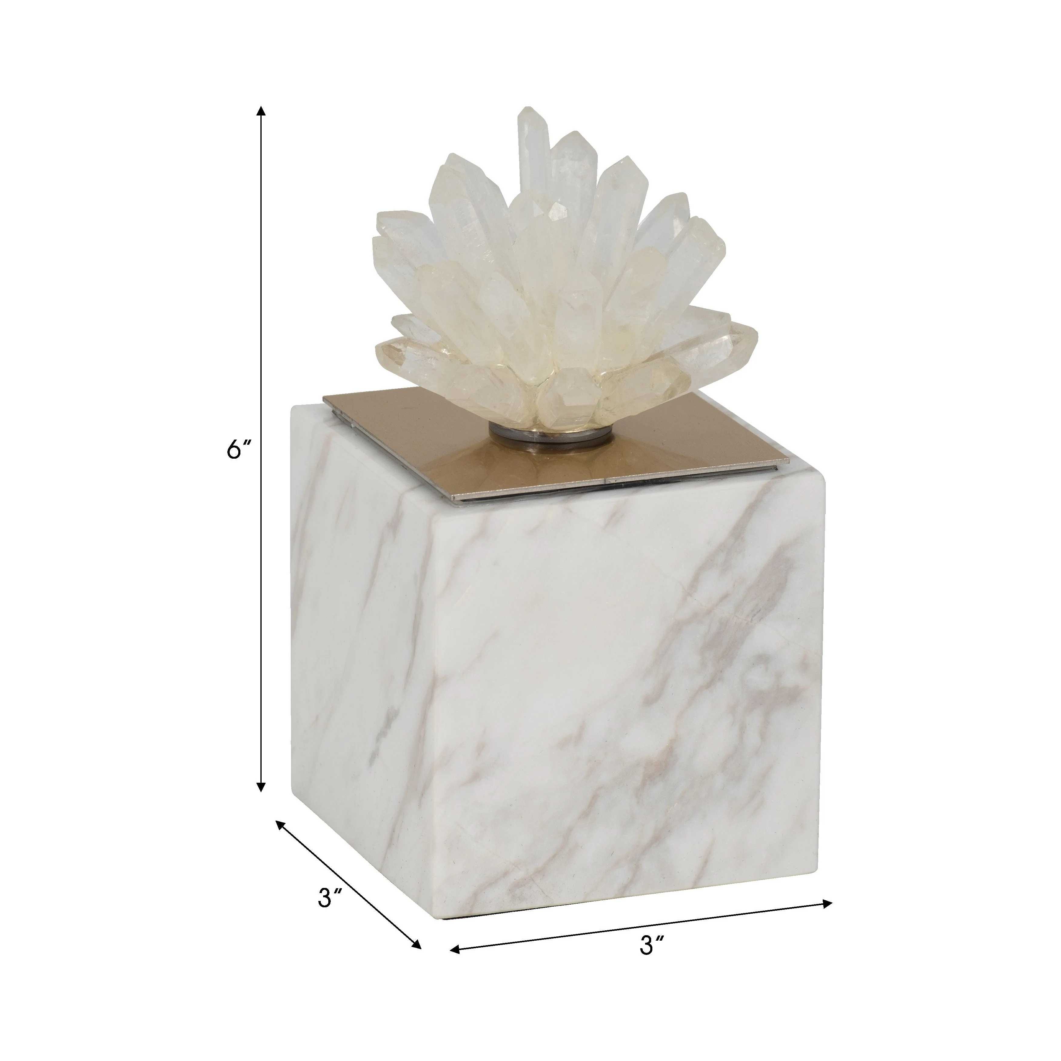 6" Julia Tall Crystal And Marble Block - Image 16