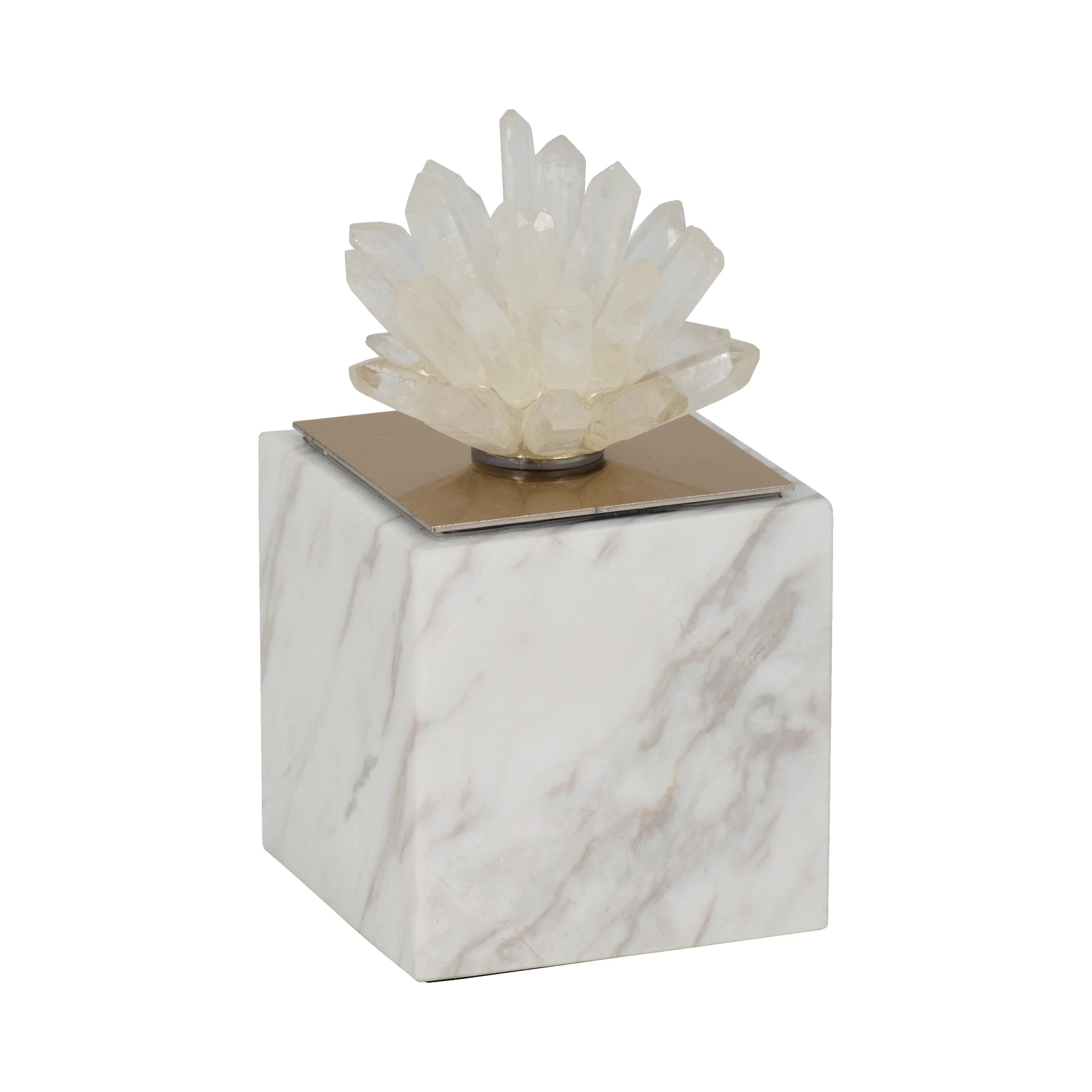 6" Julia Tall Crystal And Marble Block - Image 2