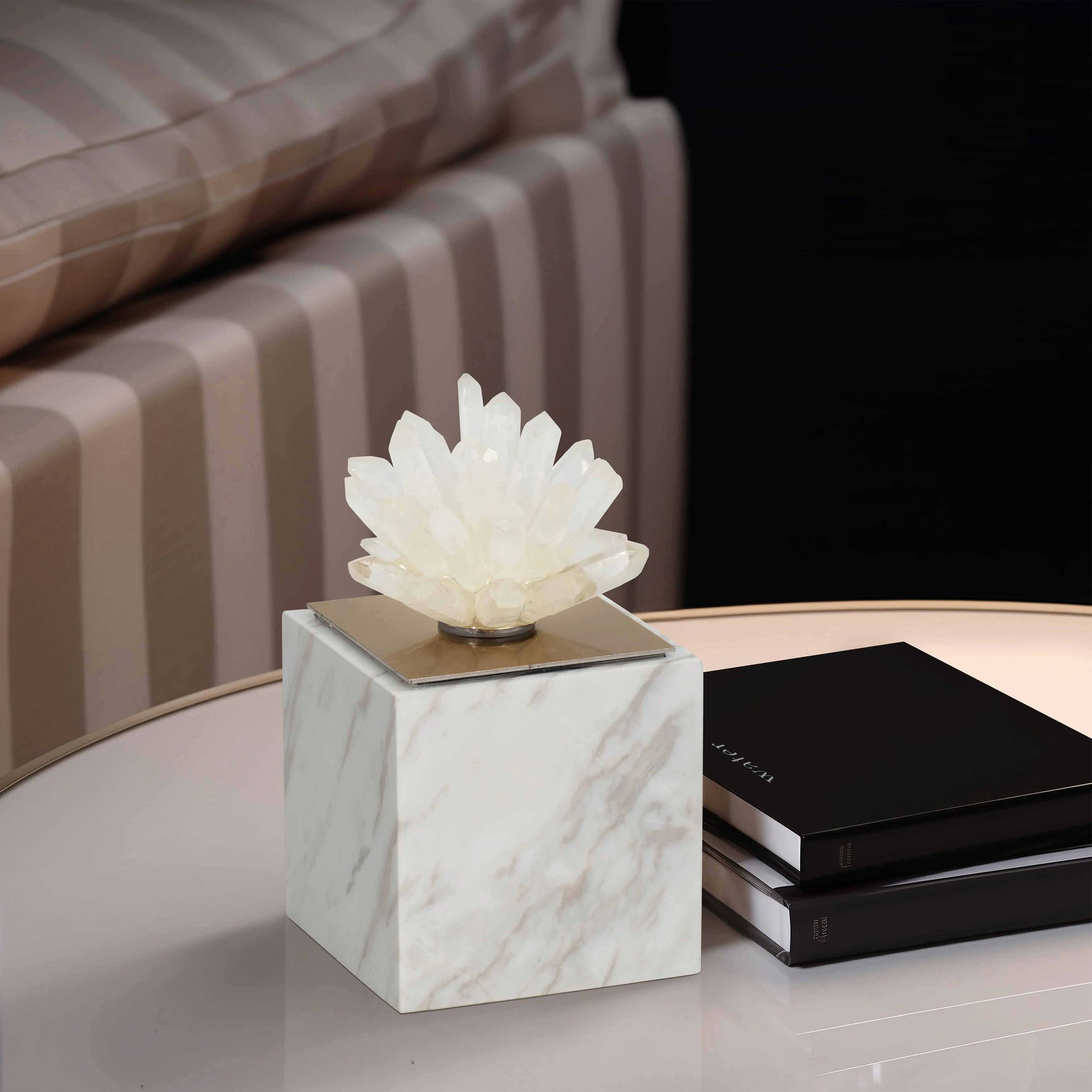 6" Julia Tall Crystal And Marble Block - Image 9