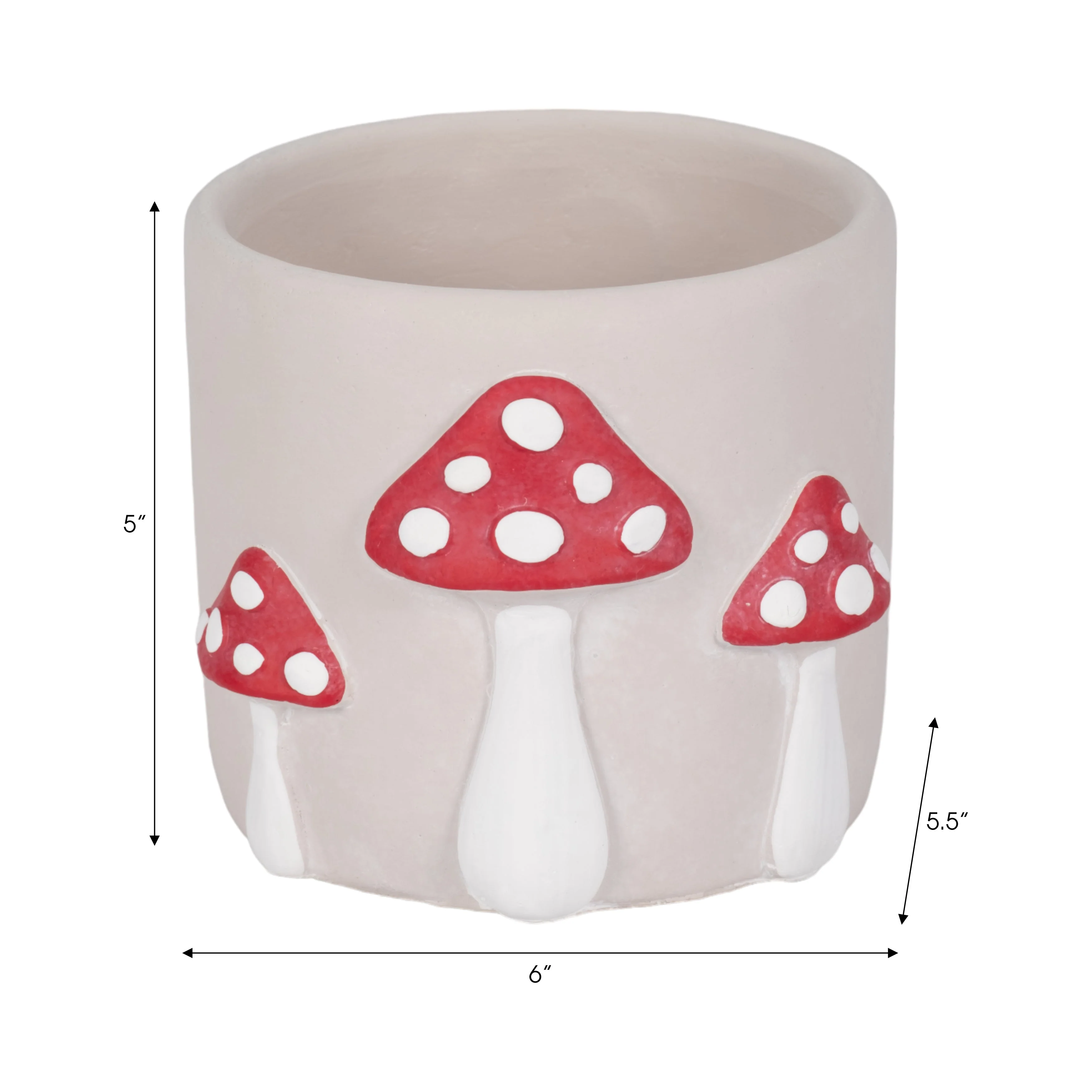 6" Magic Mushroom Applique Planter, Red/white - Image 9