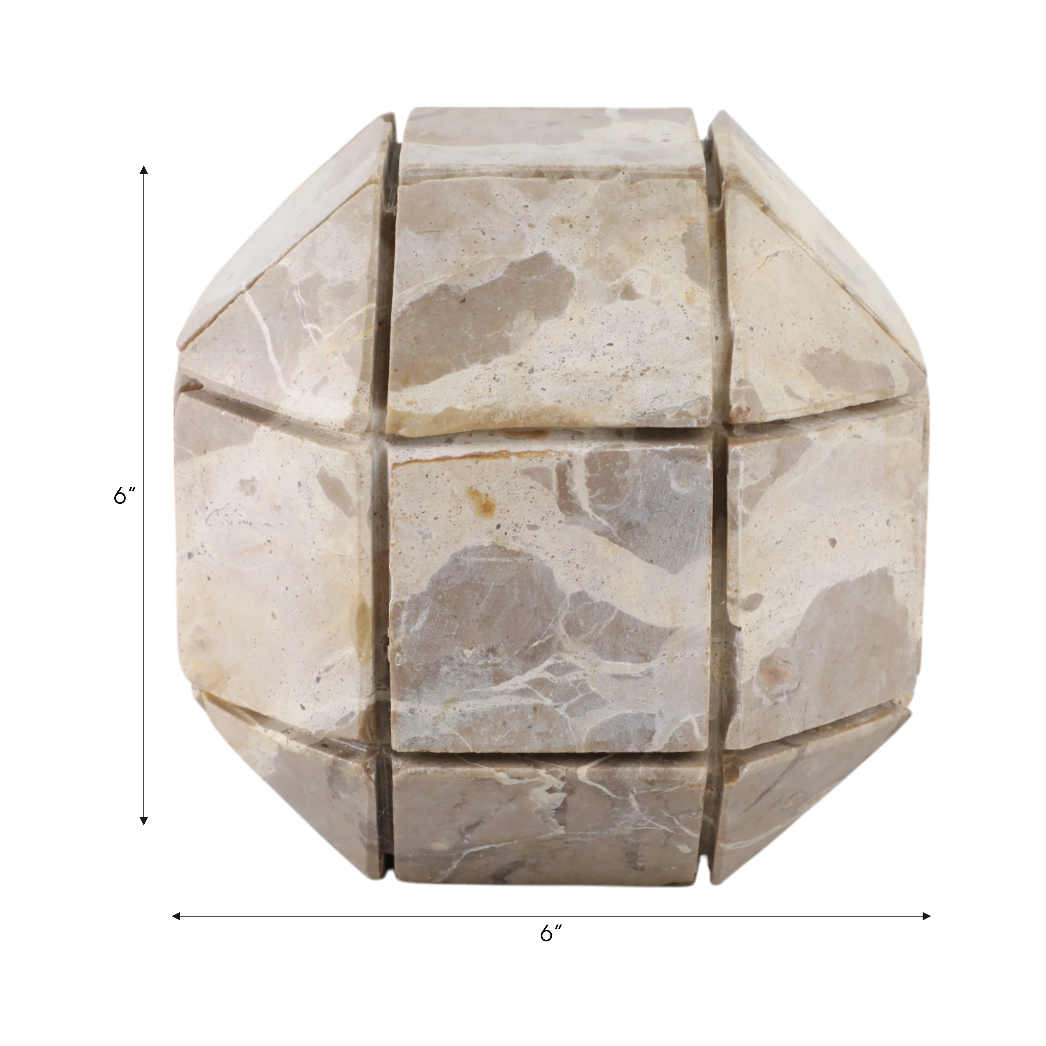 6" Pompano Large Beige Marble Sphere - Image 8