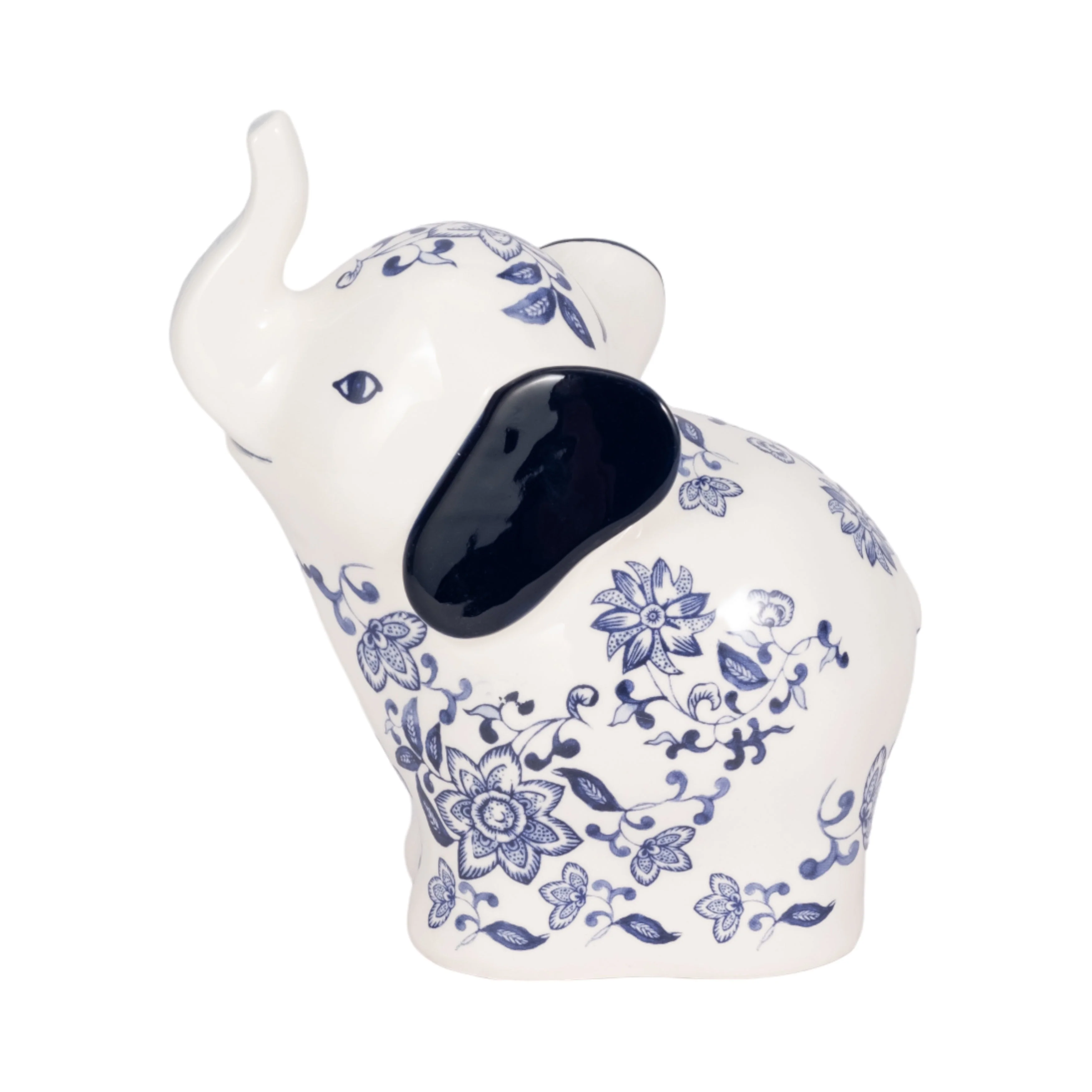 6" Trunk Up Chinoiserie Elephant, Blue/white - Image 10
