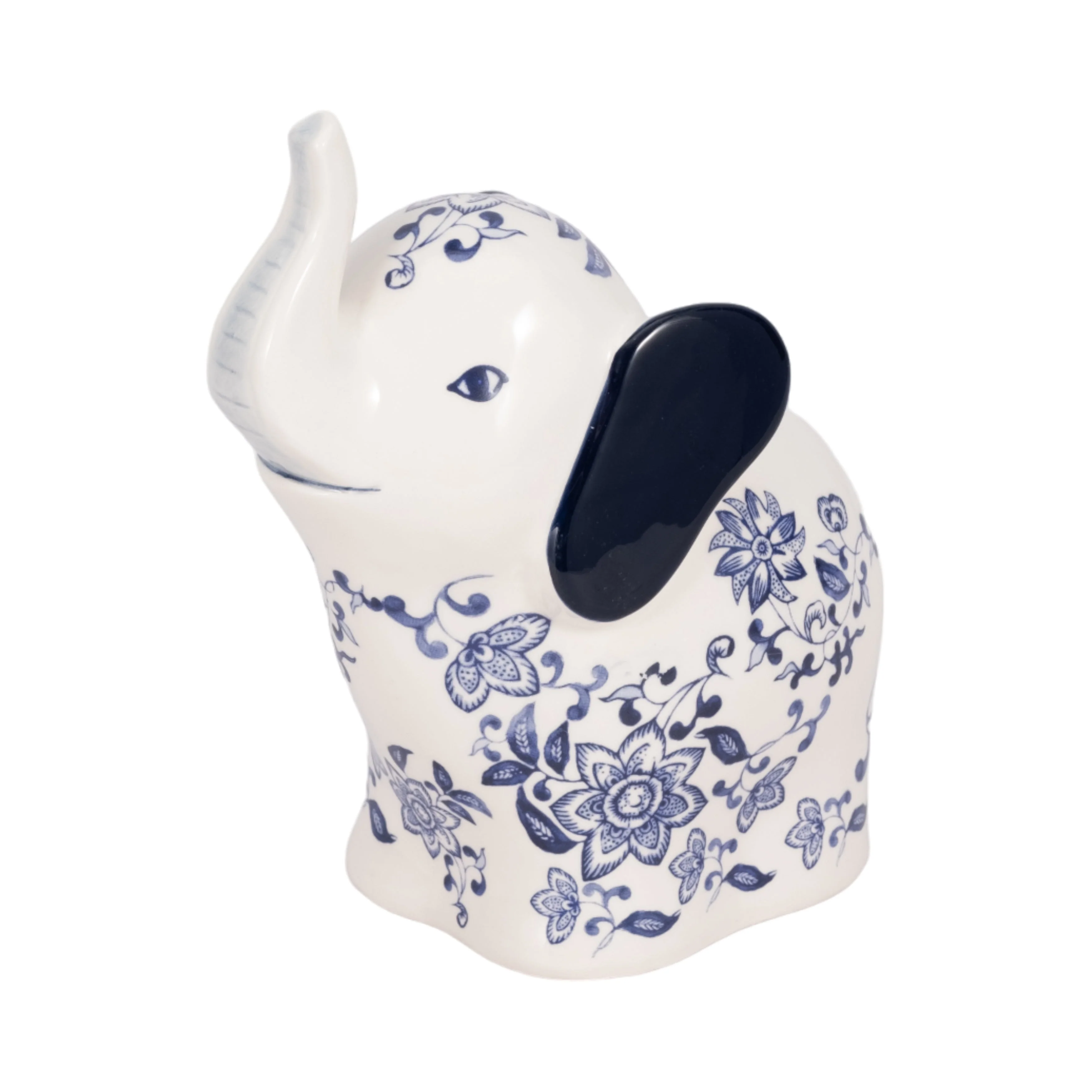 6" Trunk Up Chinoiserie Elephant, Blue/white - Image 11