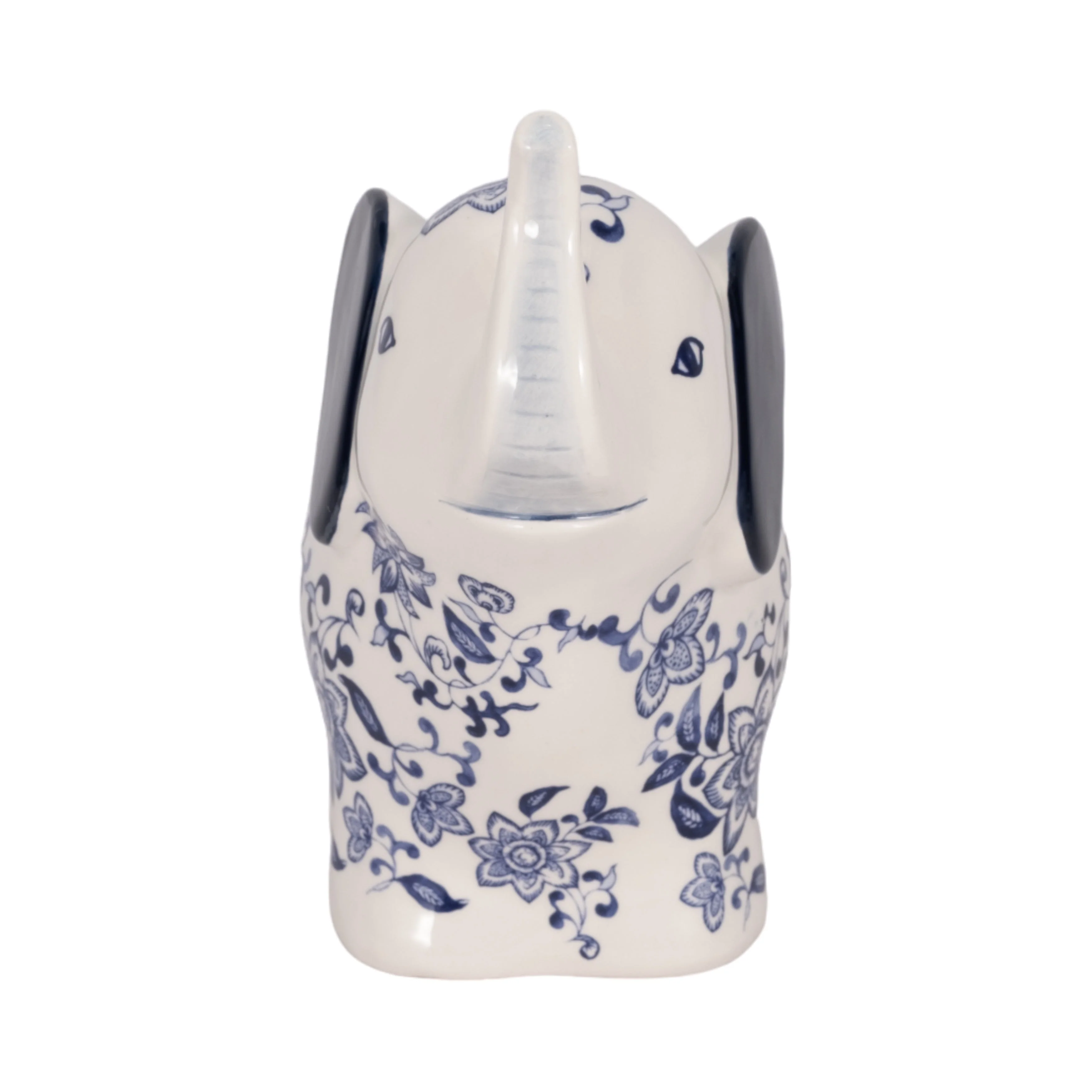 6" Trunk Up Chinoiserie Elephant, Blue/white - Image 12