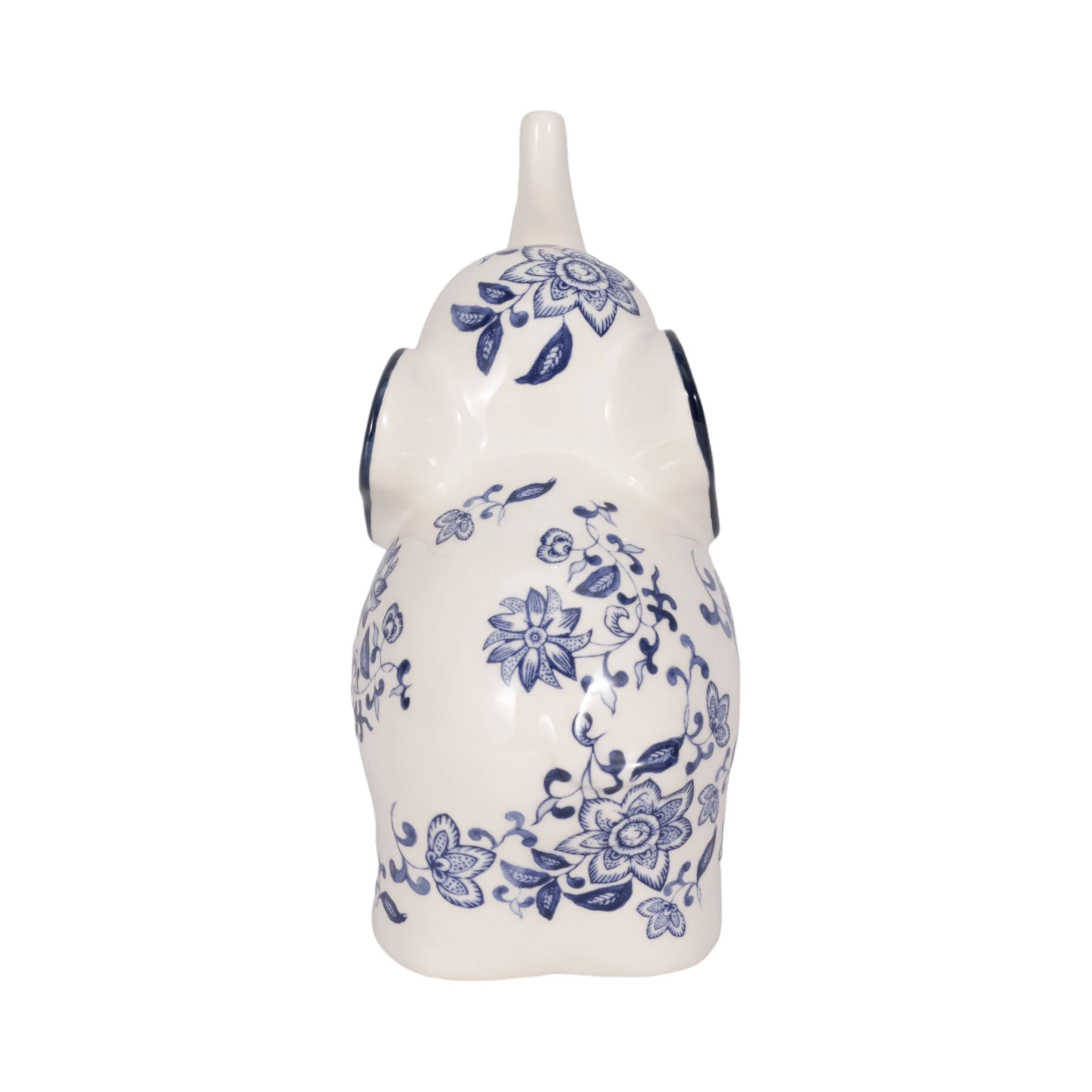 6" Trunk Up Chinoiserie Elephant, Blue/white - Image 13