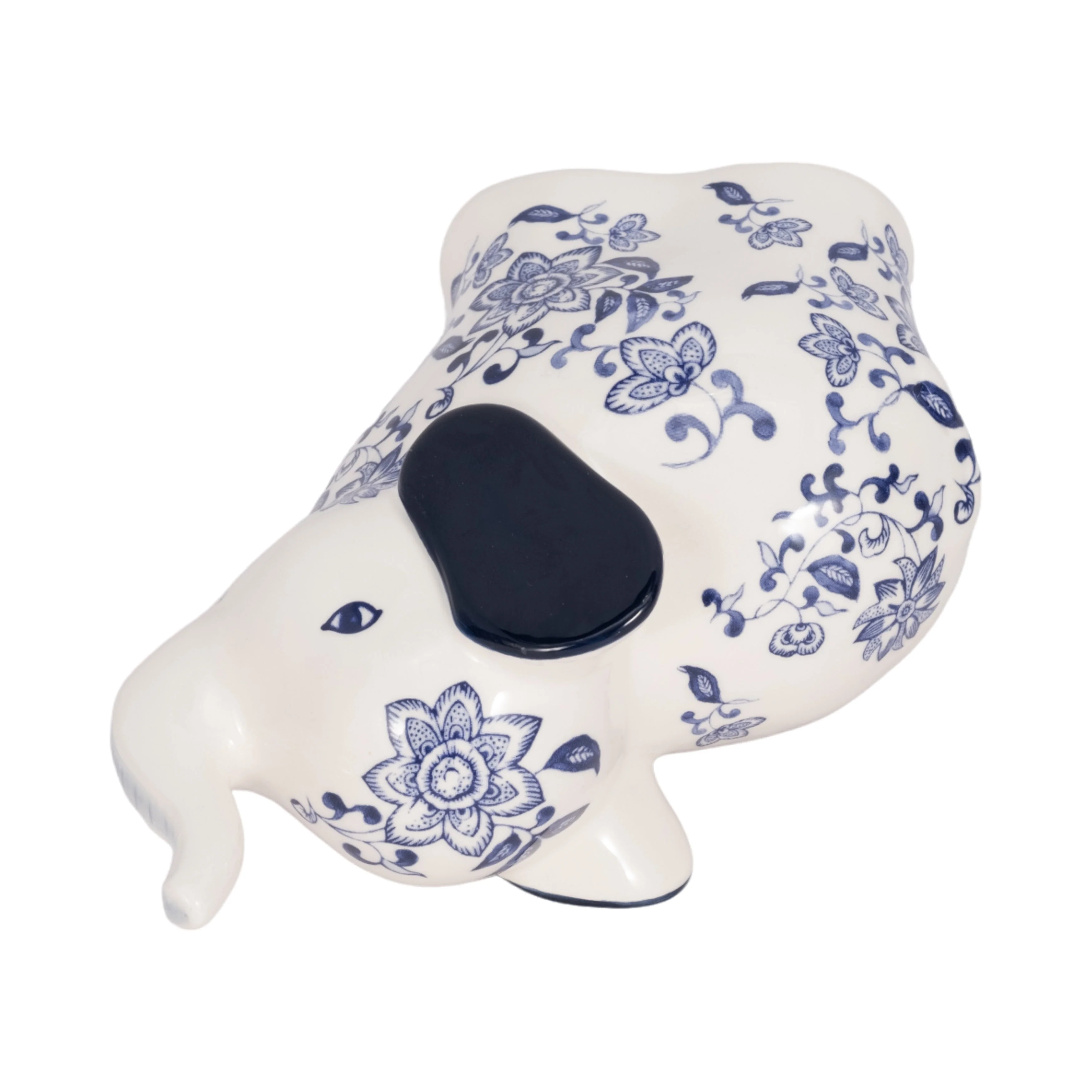 6" Trunk Up Chinoiserie Elephant, Blue/white - Image 15