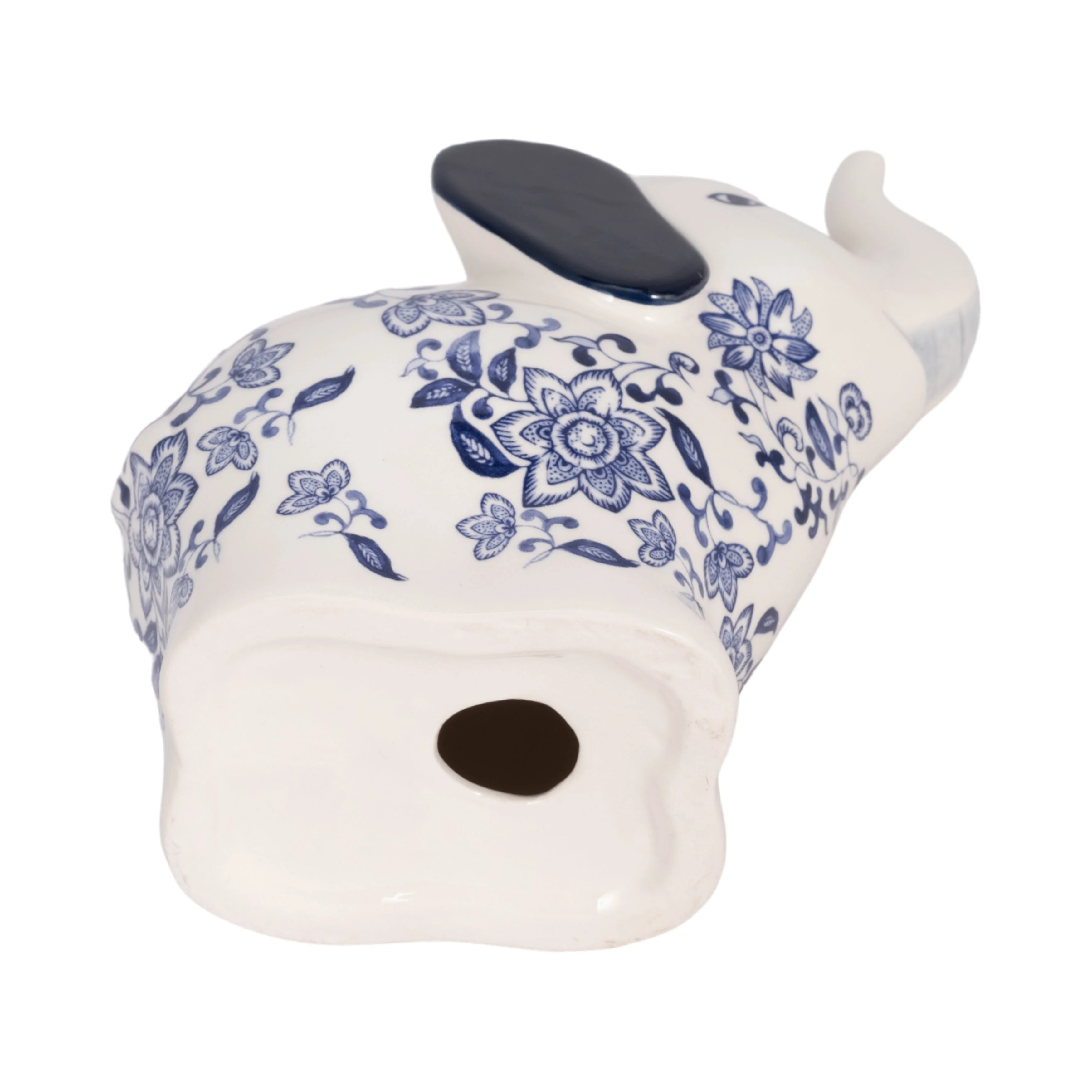 6" Trunk Up Chinoiserie Elephant, Blue/white - Image 16