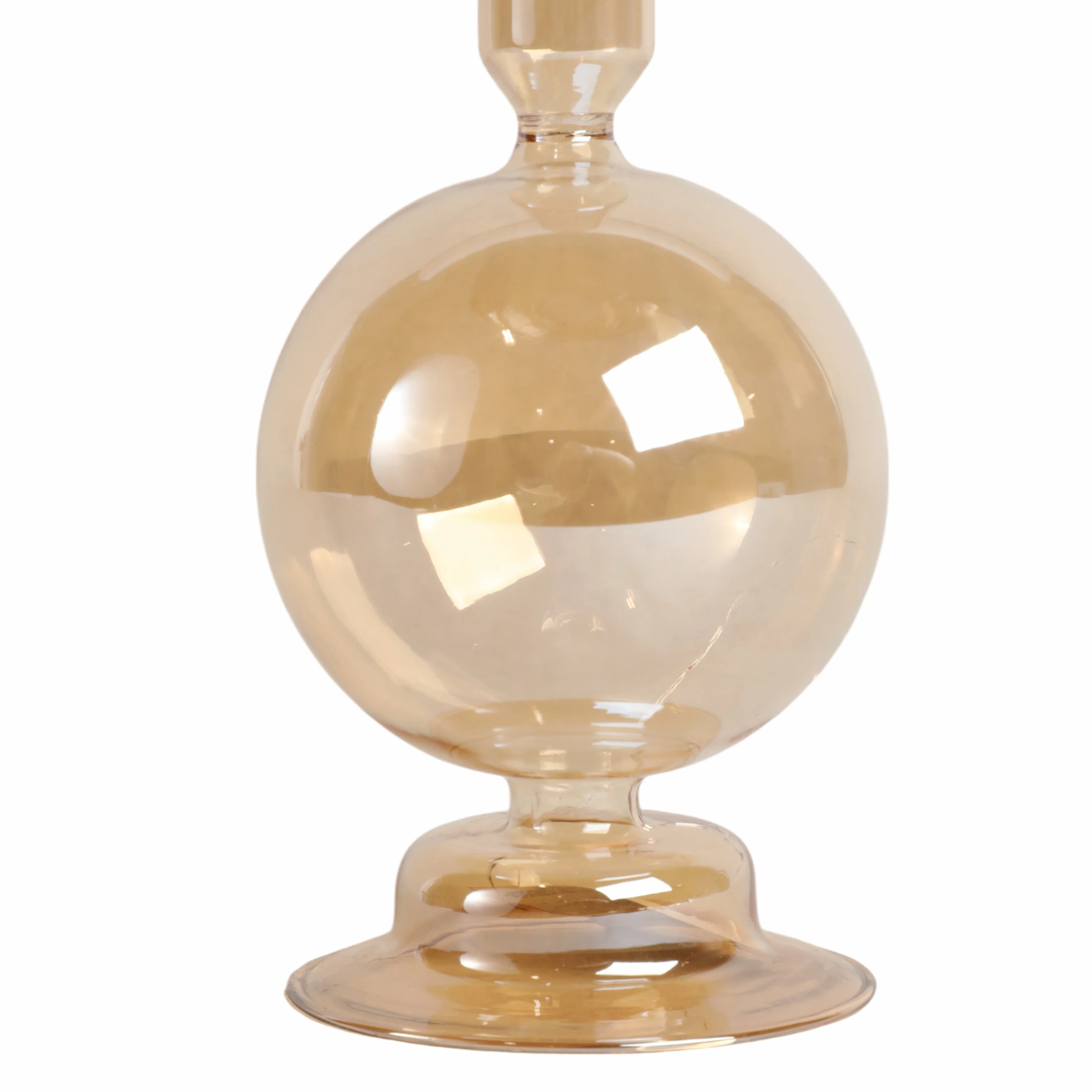 7" Glass Bubble Taper Candle Holder, Gold Luster - Image 4