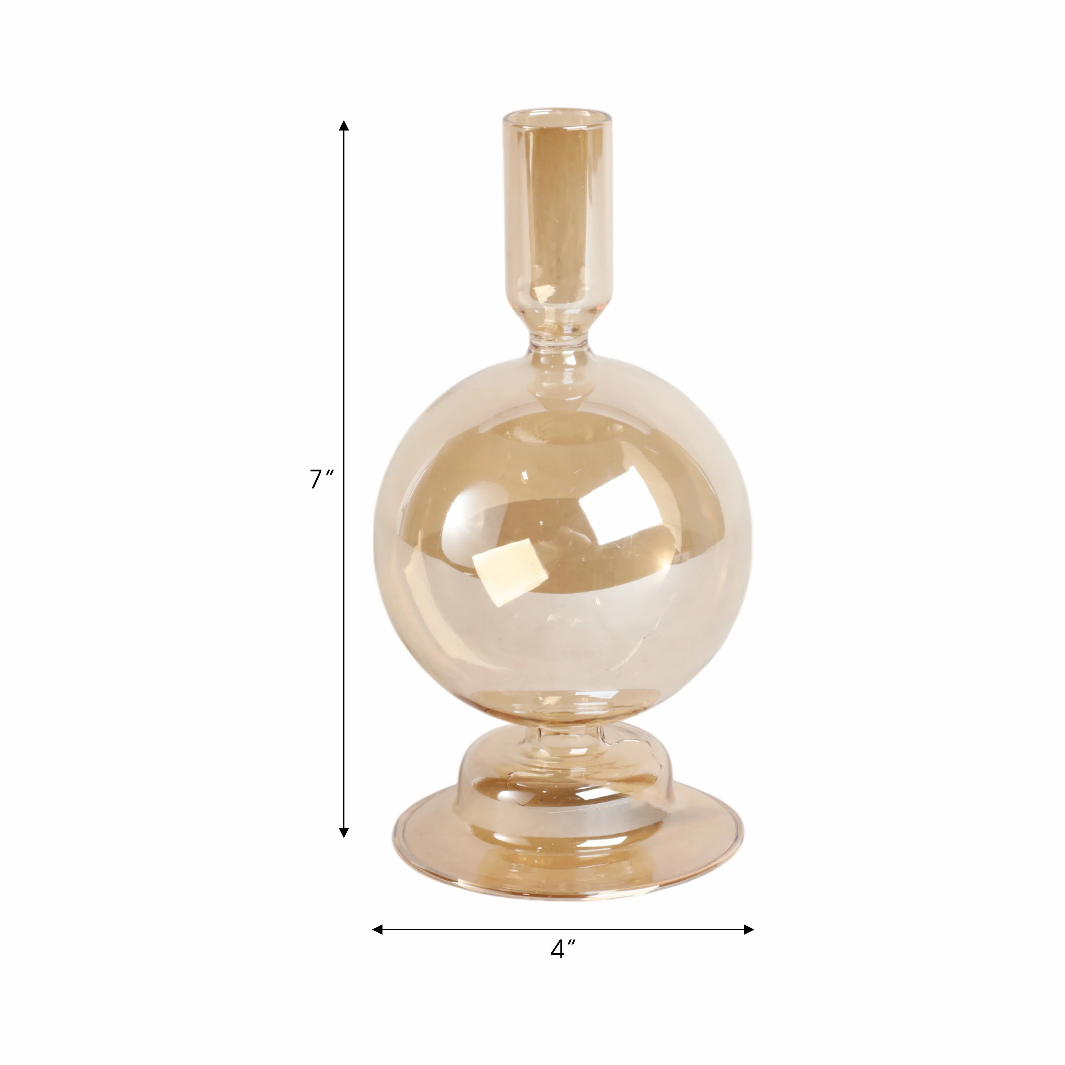 7" Glass Bubble Taper Candle Holder, Gold Luster - Image 7
