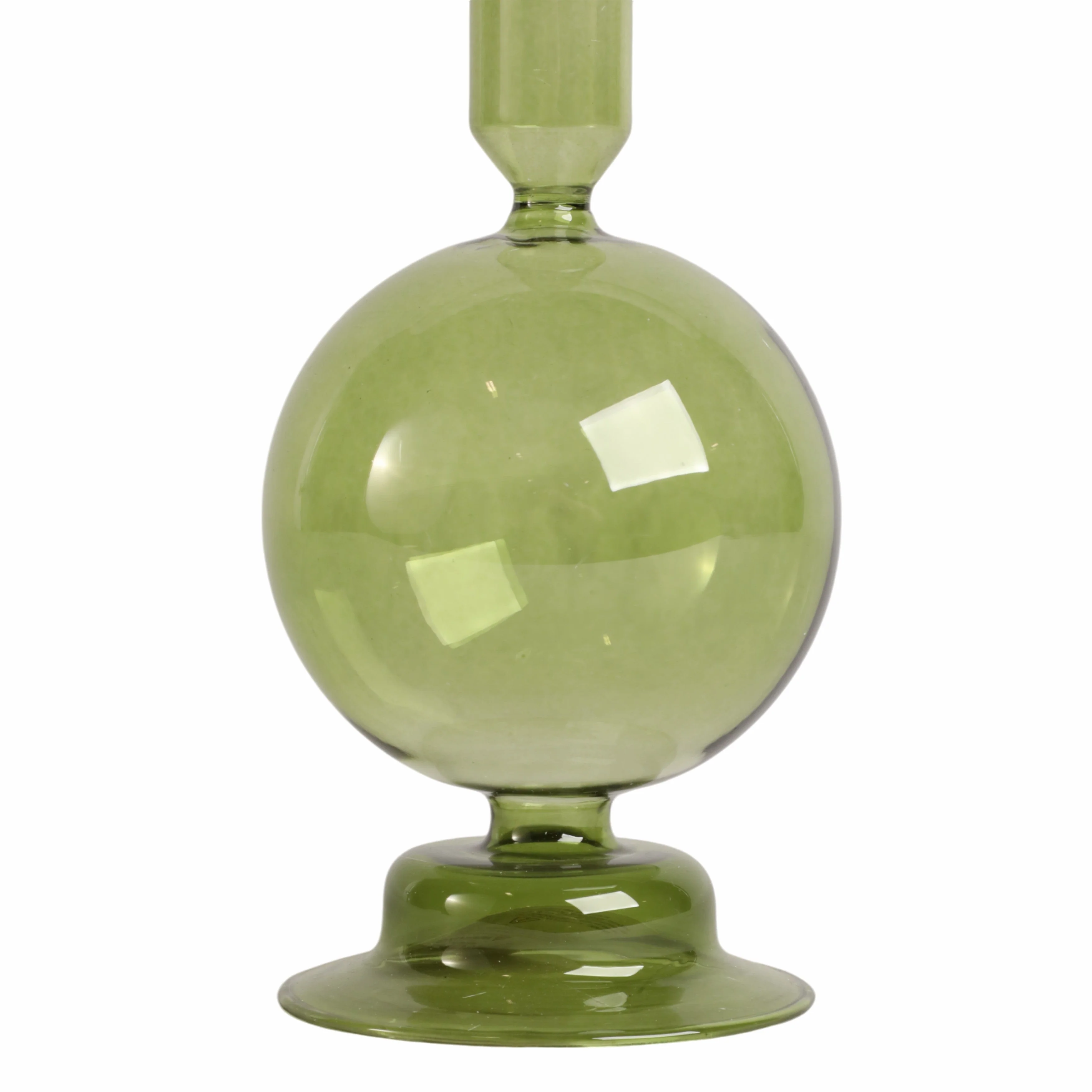 7" Glass Bubble Taper Candle Holder, Olive - Image 4