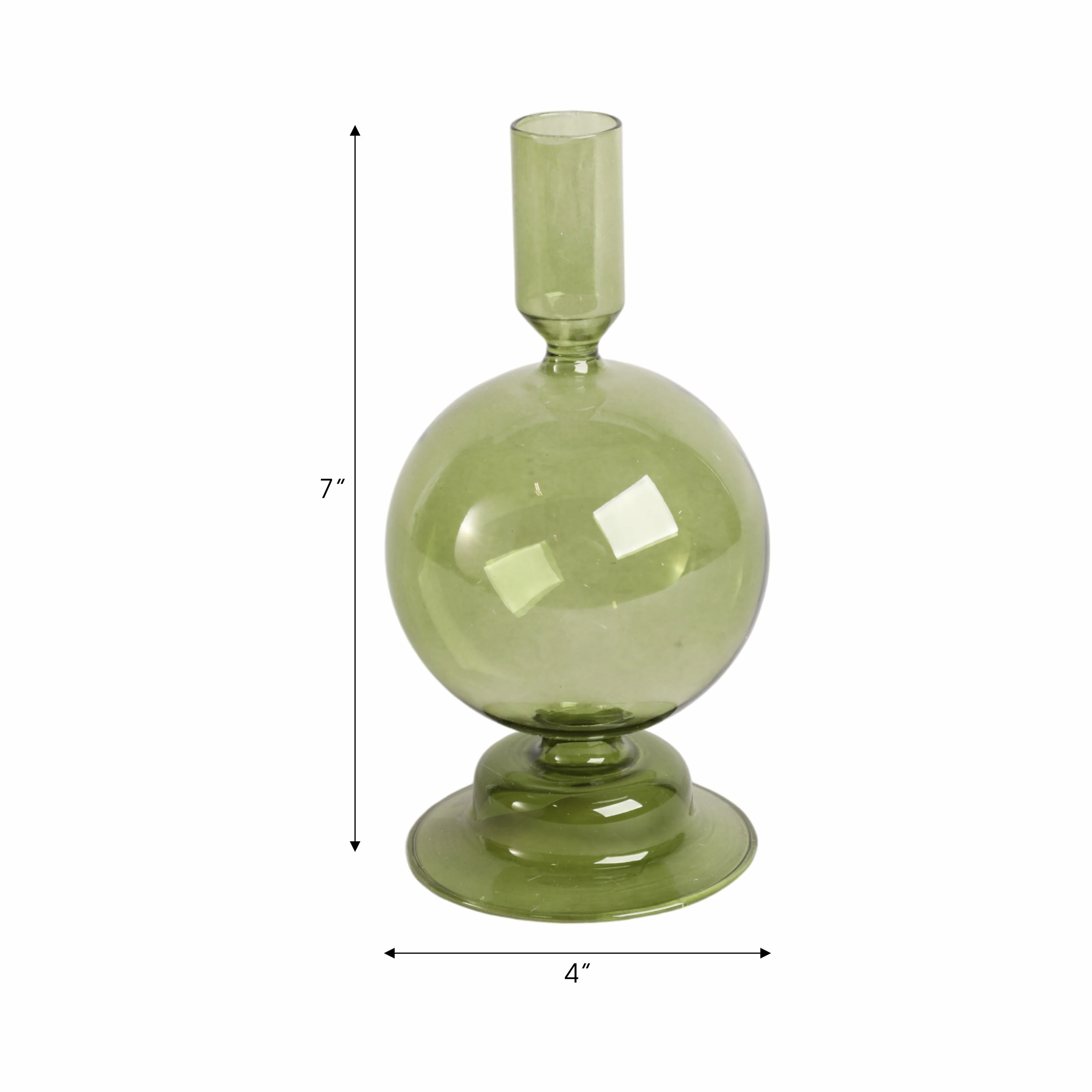 7" Glass Bubble Taper Candle Holder, Olive - Image 7