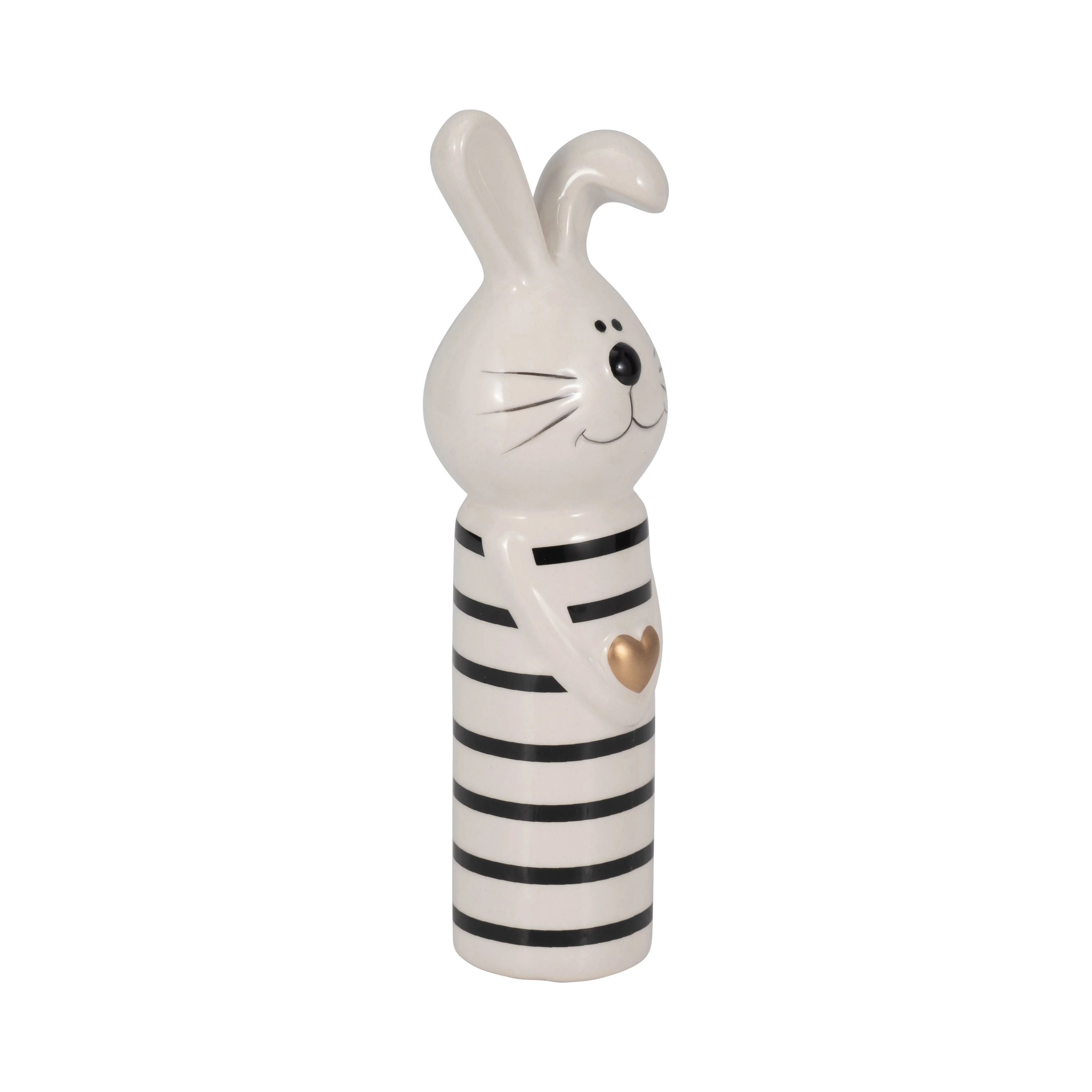 7" Lines Bunny With Gold Heart, White/black - Image 13