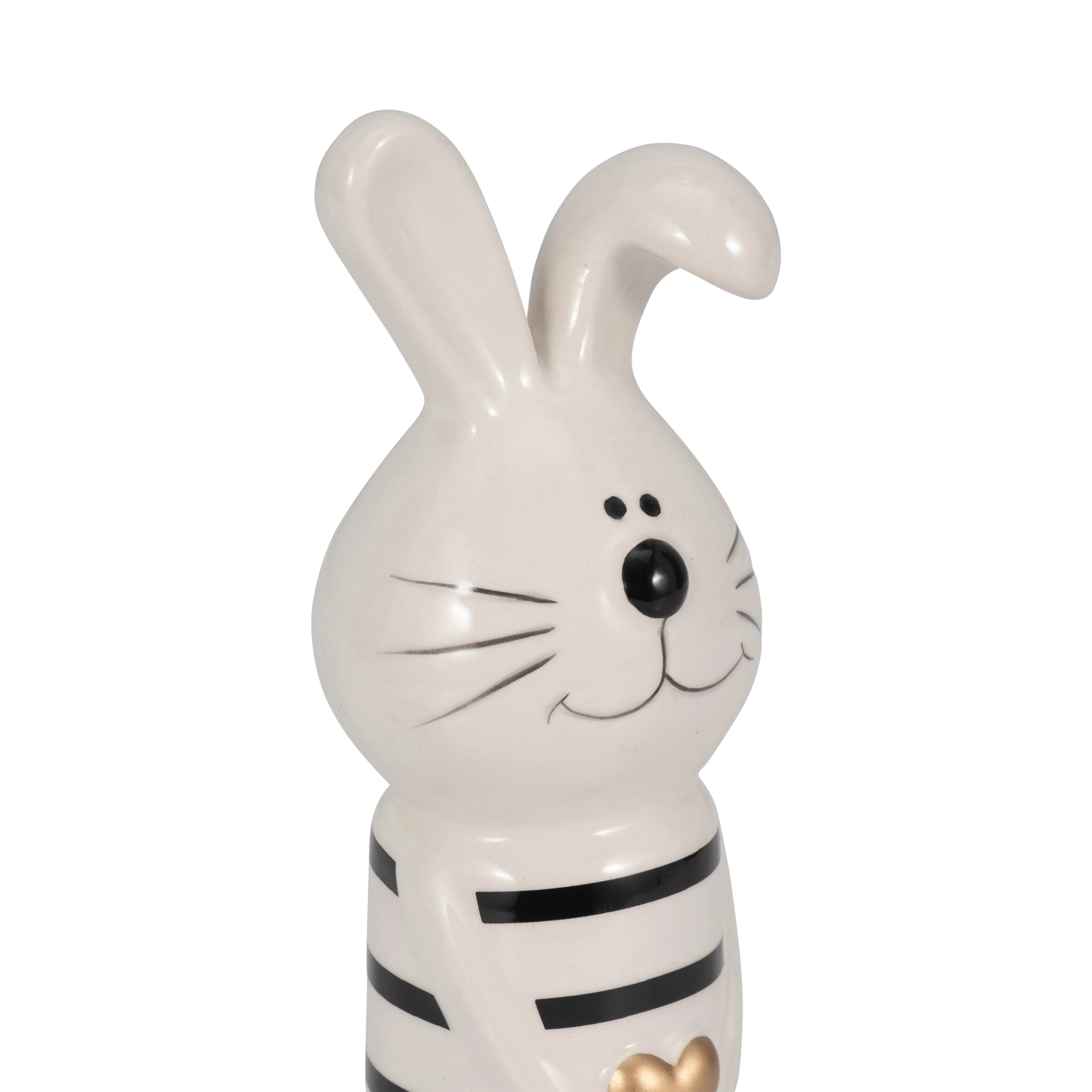 7" Lines Bunny With Gold Heart, White/black - Image 16